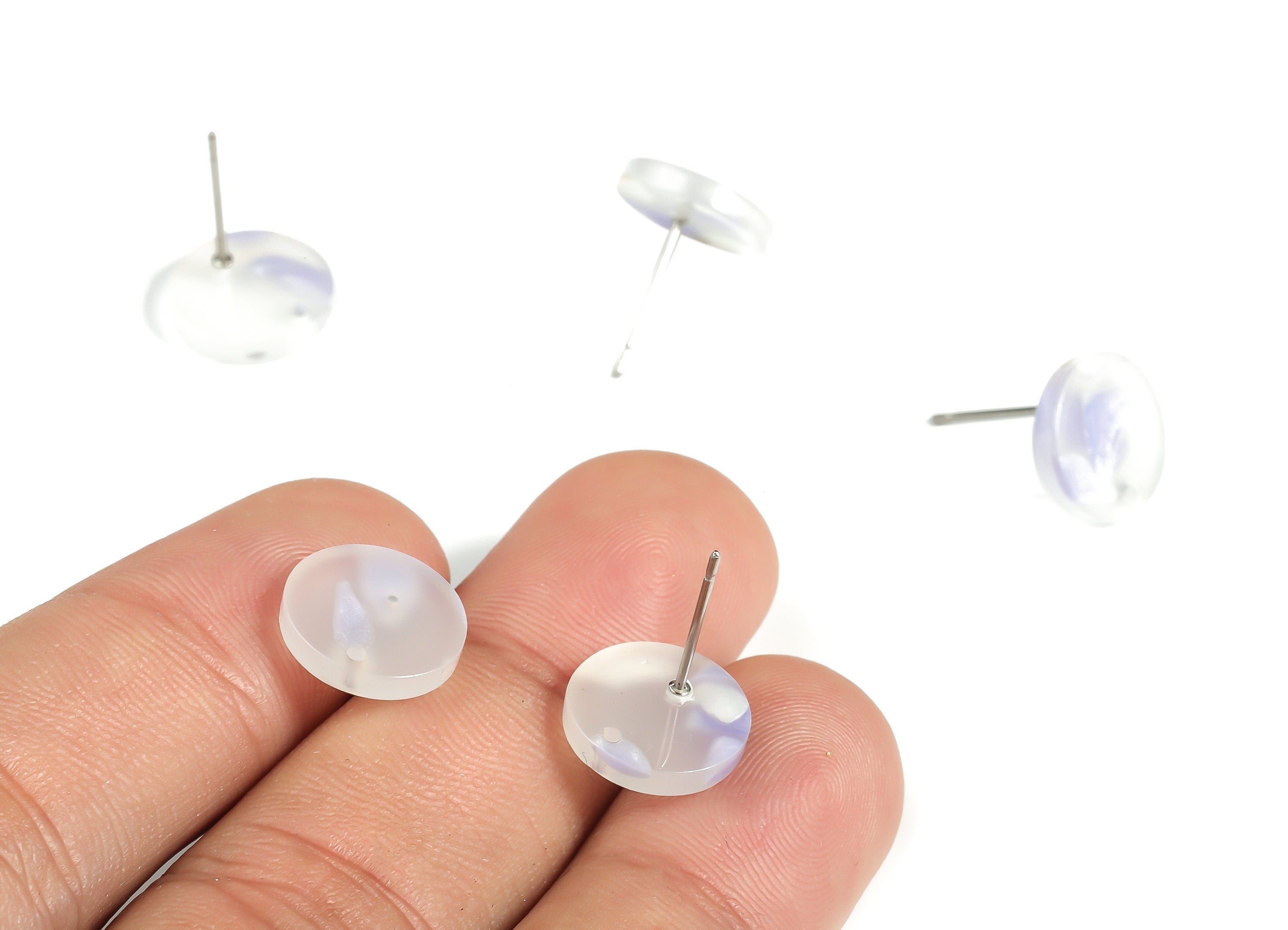 Acrylic Round Earring Stud - Acrylic Round Earring Post - Earring Post Findings - Color Code: A594- 11.78x11.77x2.37mm - AC1139-A594 - DOMEDBAZAAR