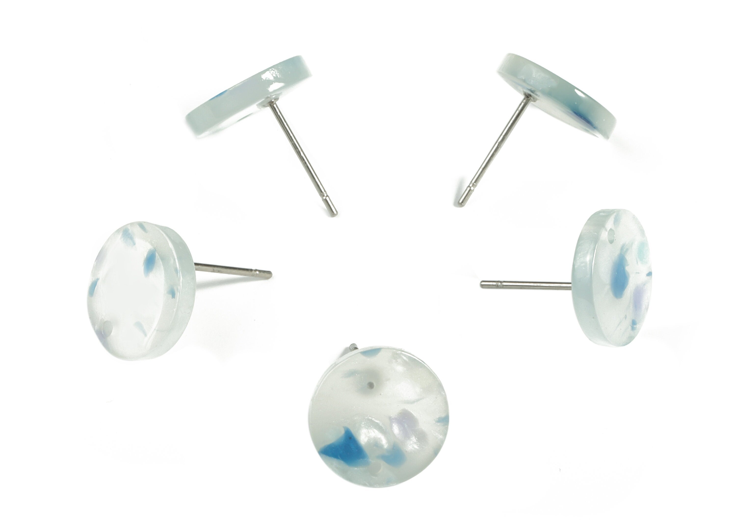 Acrylic Round Earring Stud - Acrylic Round Earring Post - Earring Post Findings - Color Code: A605- 11.82x11.71x2.42mm - AC1139-A605 - DOMEDBAZAAR