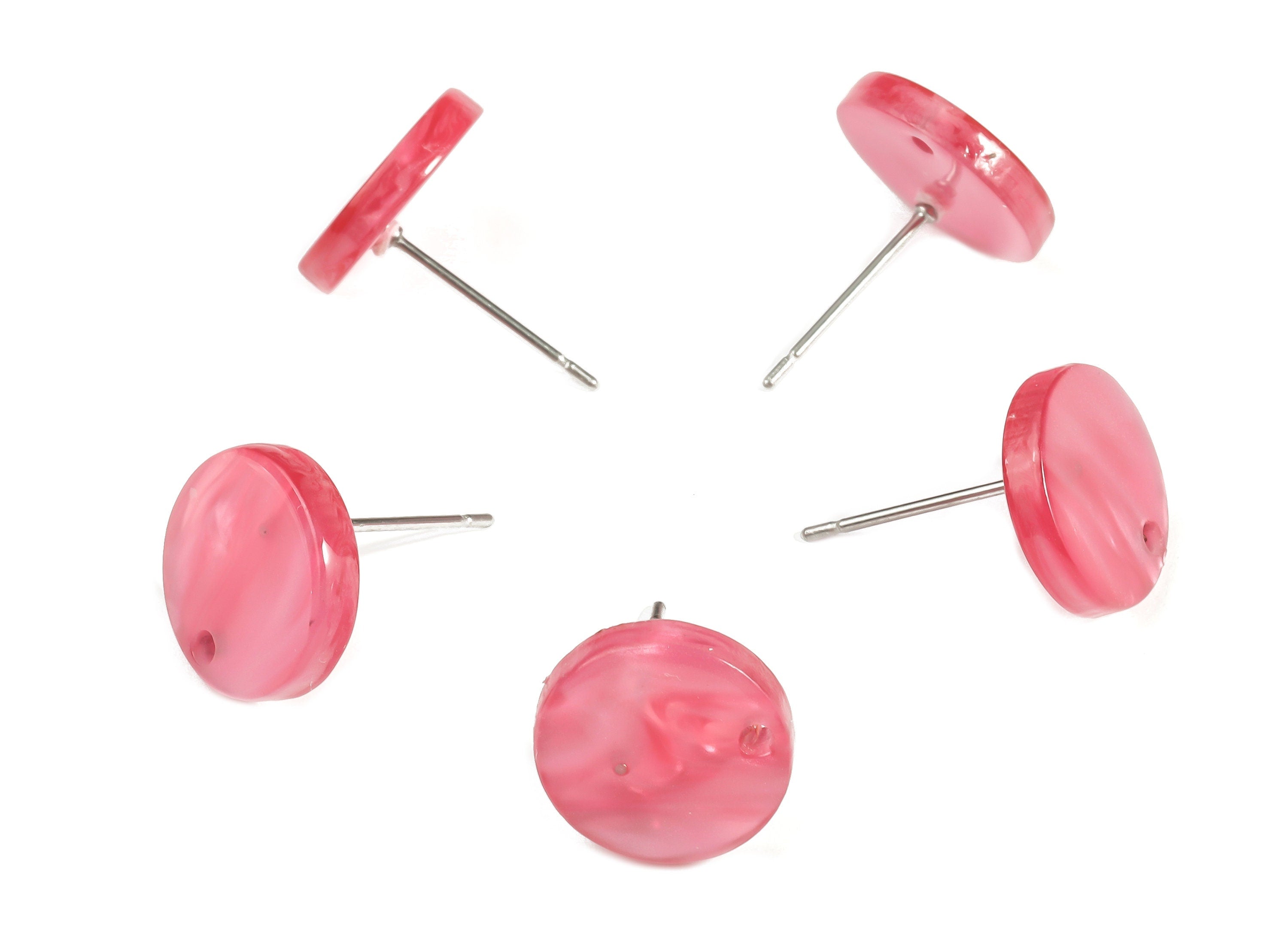 Acrylic Round Earring Post - Acrylic Round Earring Stud - Earring Post Findings - Color Code: A629- 11.86x11.81x2.42mm - AC1139-A629 - DOMEDBAZAAR