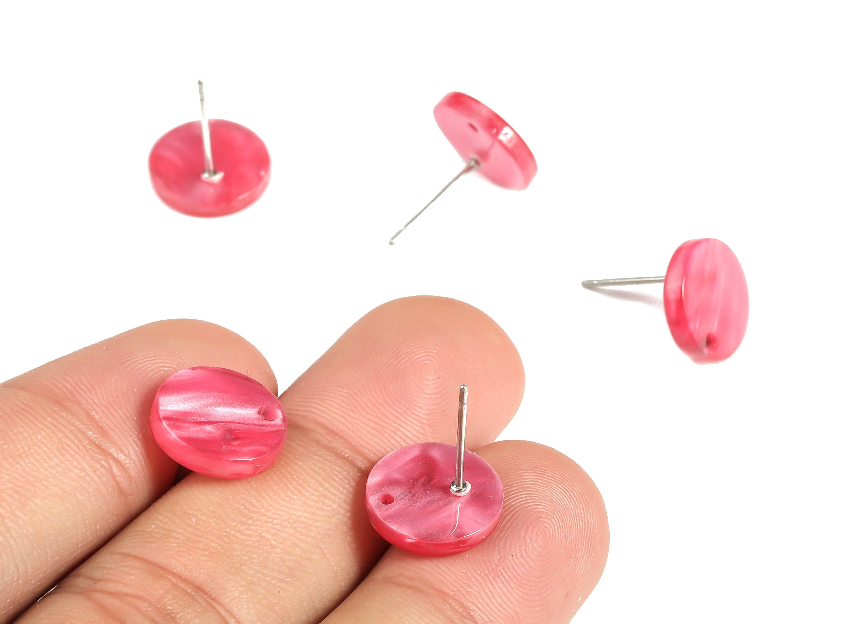 Acrylic Round Earring Post - Acrylic Round Earring Stud - Earring Post Findings - Color Code: A629- 11.86x11.81x2.42mm - AC1139-A629 - DOMEDBAZAAR