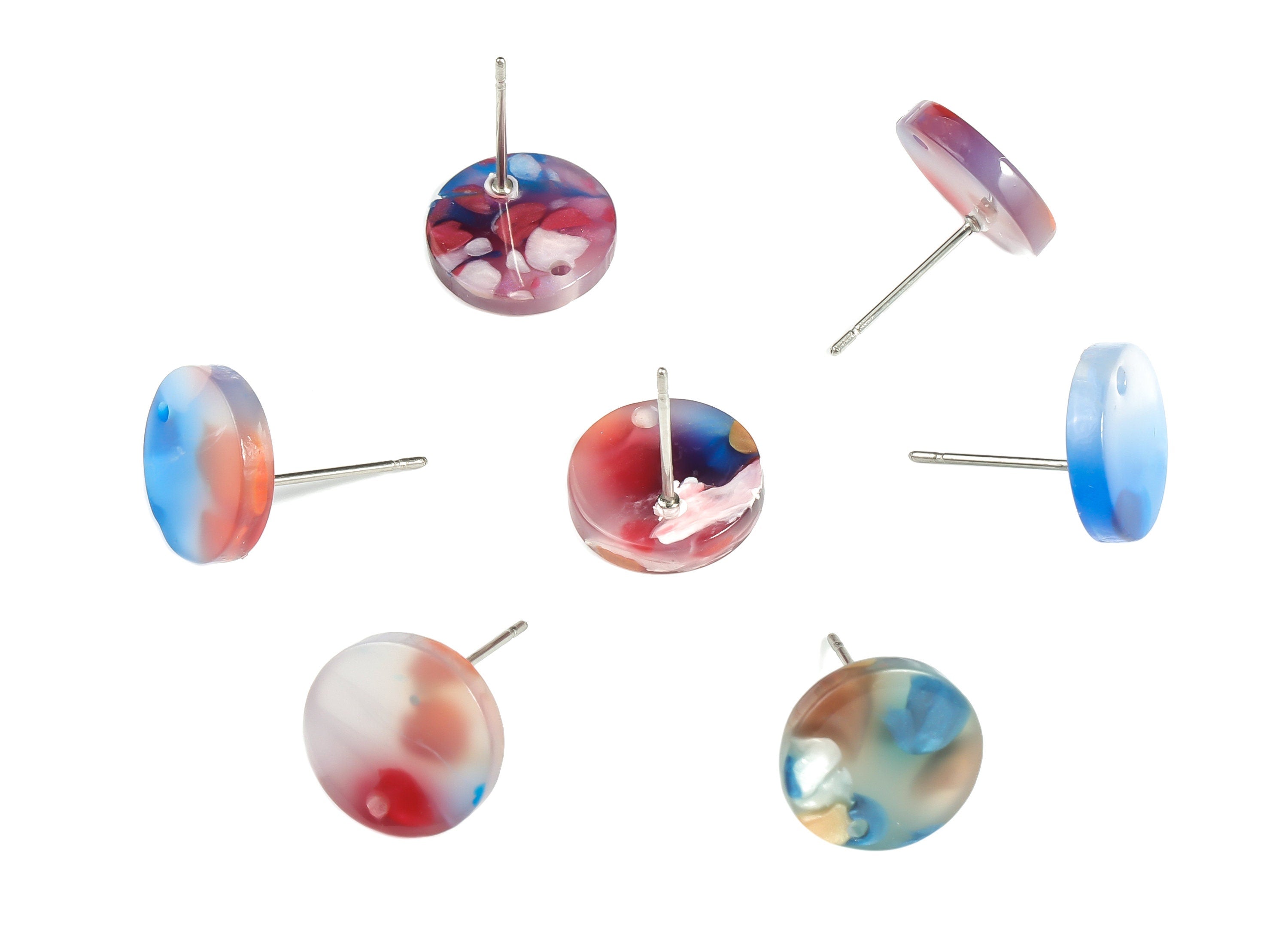 Acrylic Round Earring Post - Acrylic Round Earring Stud - Earring Post Findings - Color Code: A608- 11.72x11.64x2.37mm - AC1139-A608 - DOMEDBAZAAR