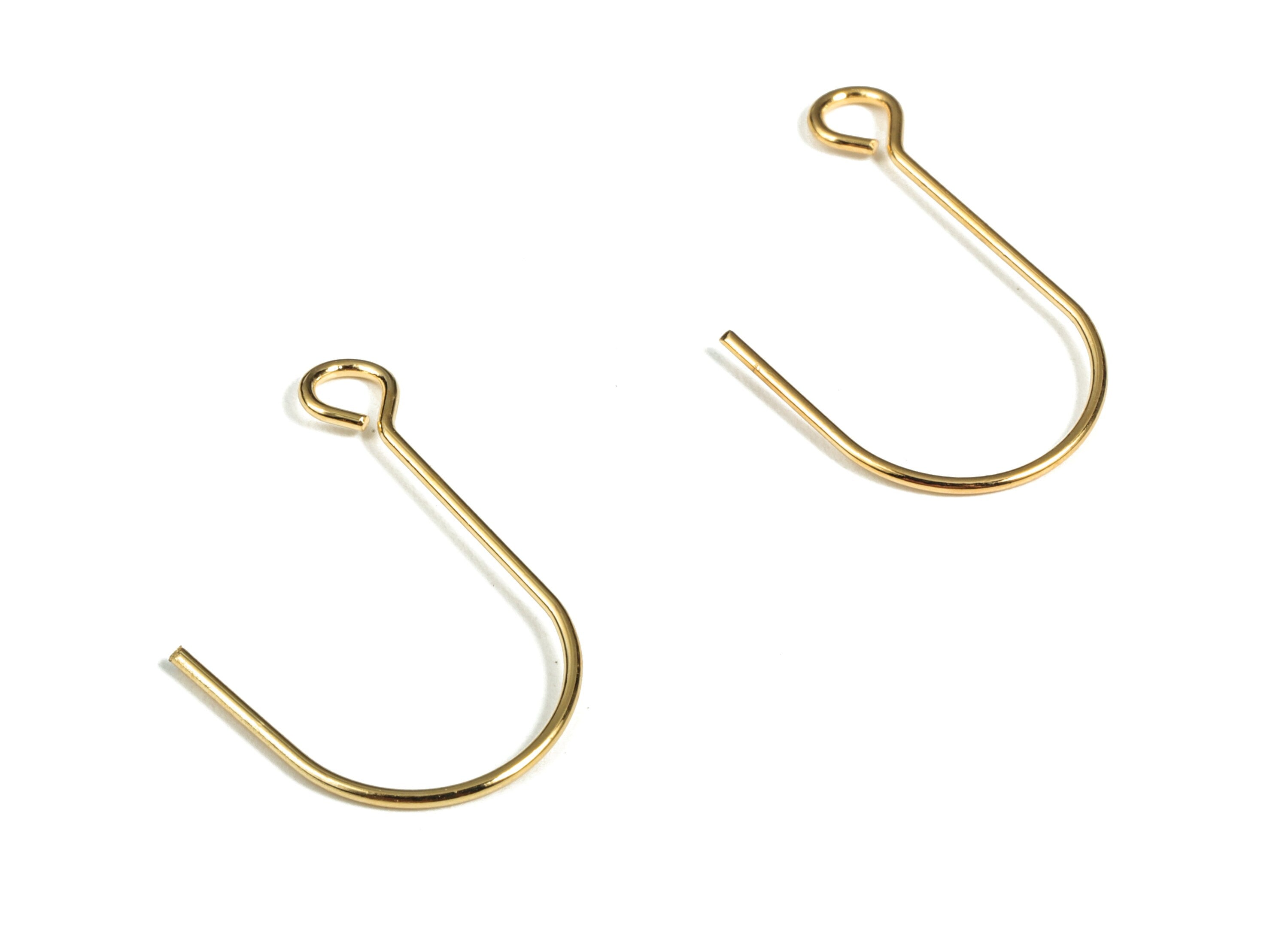 Brass Earring Hooks - 18K Real Gold Plated - Brass Gold Earring Wires - Brass Jewelry Making Supplies - 25.83x15.28x14.47mm - RGP3029 - DOMEDBAZAAR
