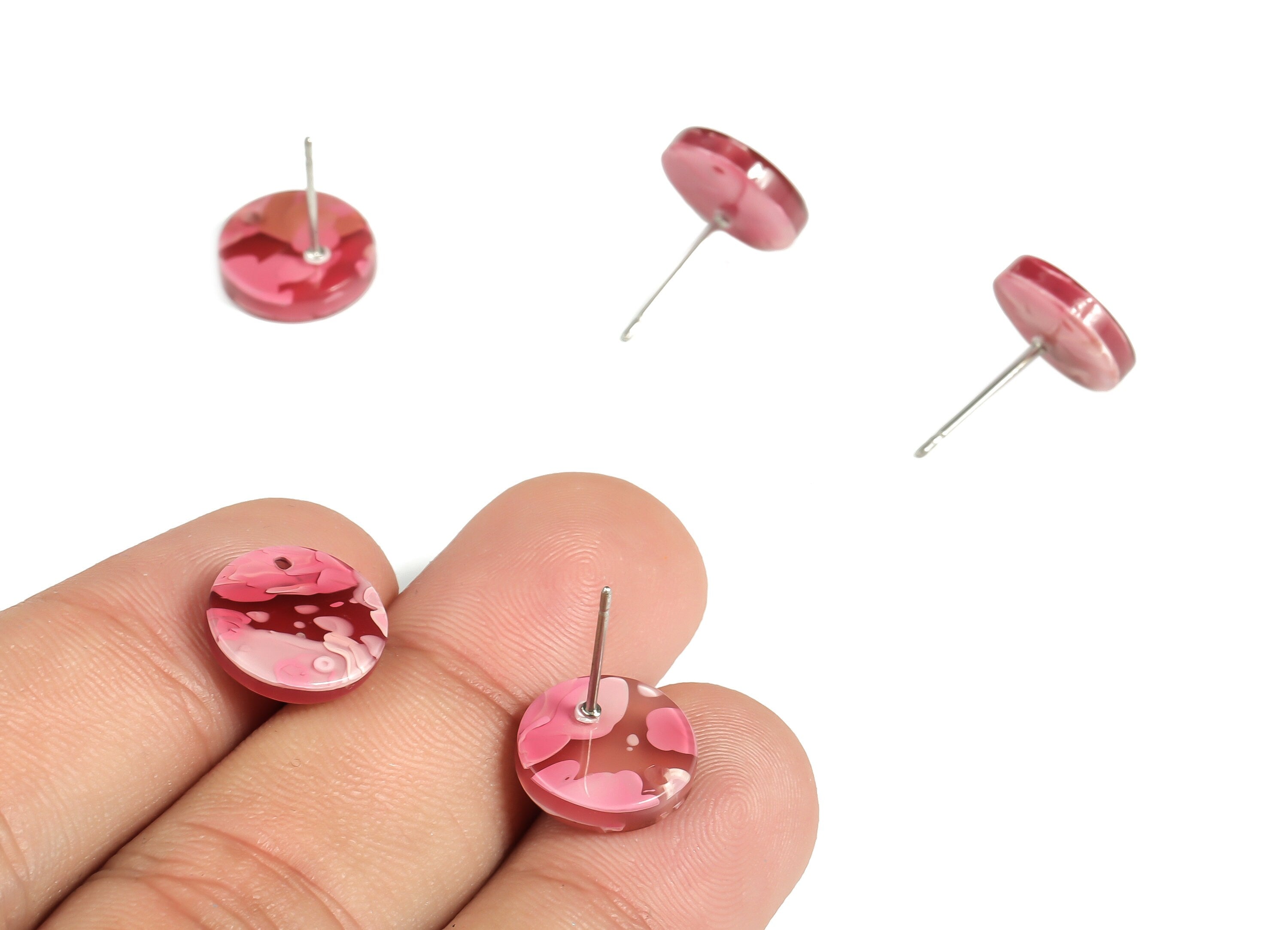 Acrylic Round Earring Post - Acrylic Round Earring Stud - Earring Post Findings - Color Code: A632- 11.87x11.77x2.72mm - AC1139-A632 - DOMEDBAZAAR