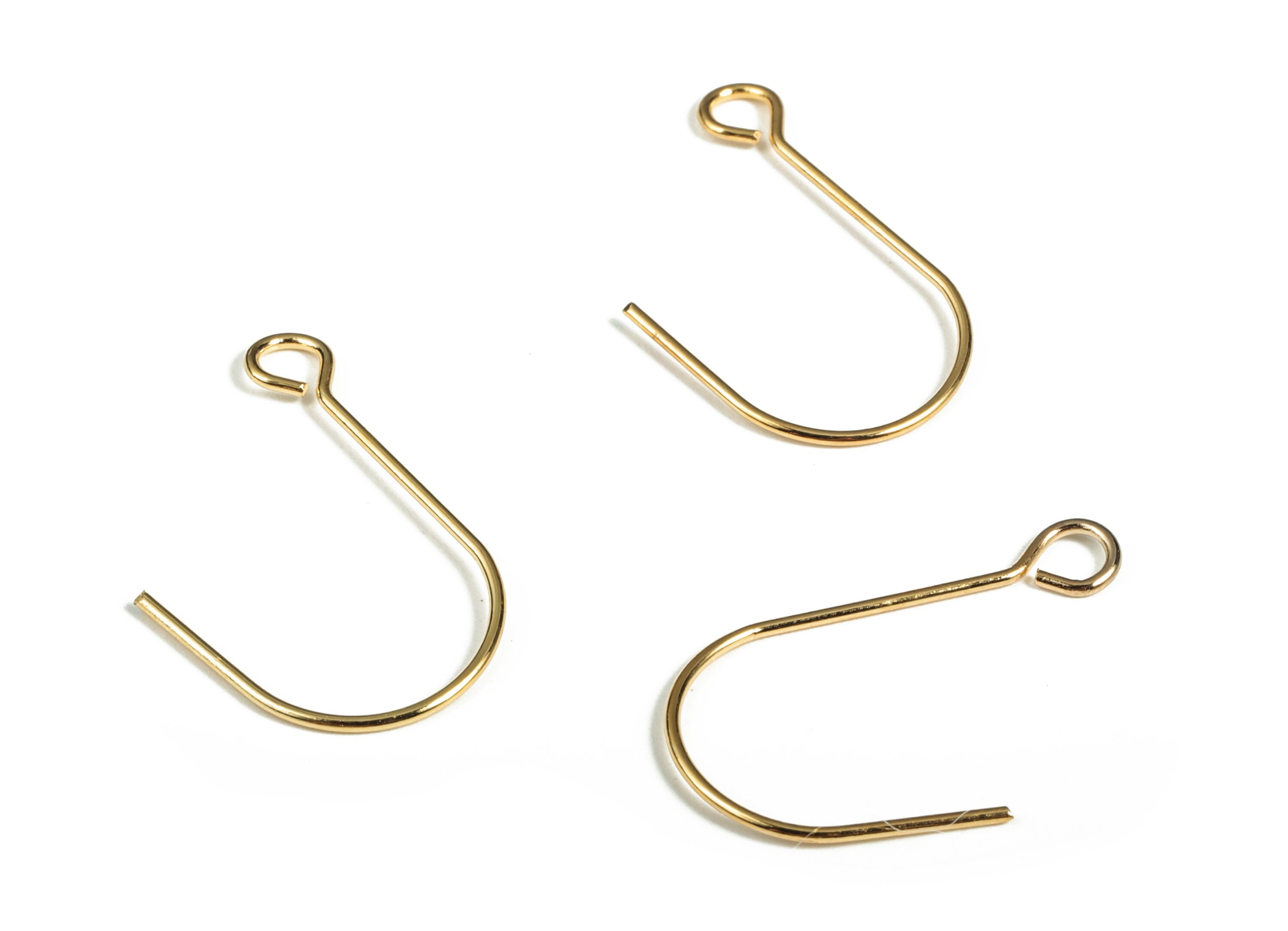 Brass Earring Hooks - 18K Real Gold Plated - Brass Gold Earring Wires - Brass Jewelry Making Supplies - 25.83x15.28x14.47mm - RGP3029 - DOMEDBAZAAR