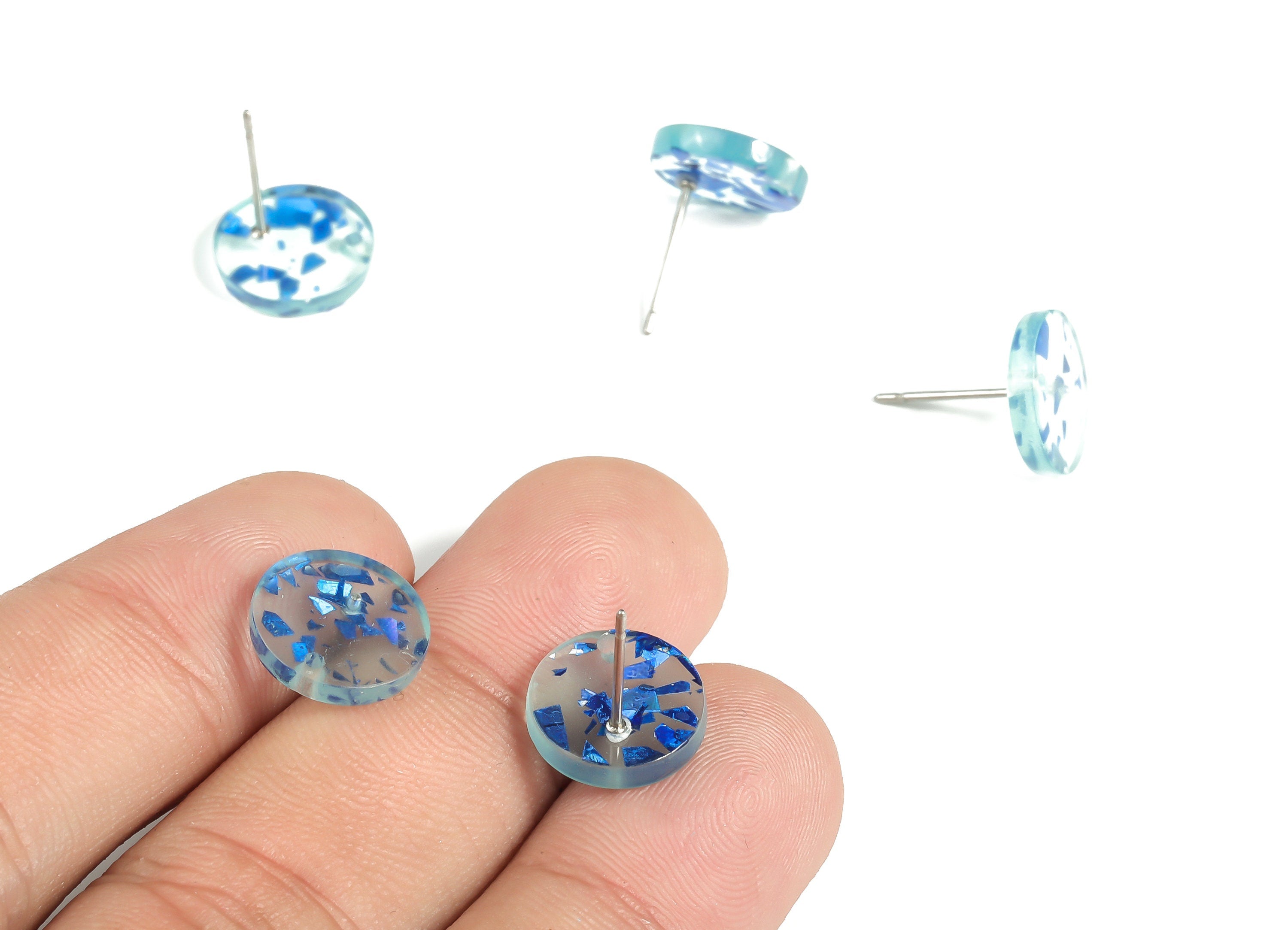 Acrylic Round Earring Stud - Acrylic Round Earring Post - Earring Post Findings - Color Code: A621- 11.78x11.75x2.38mm - AC1139-A621 - DOMEDBAZAAR