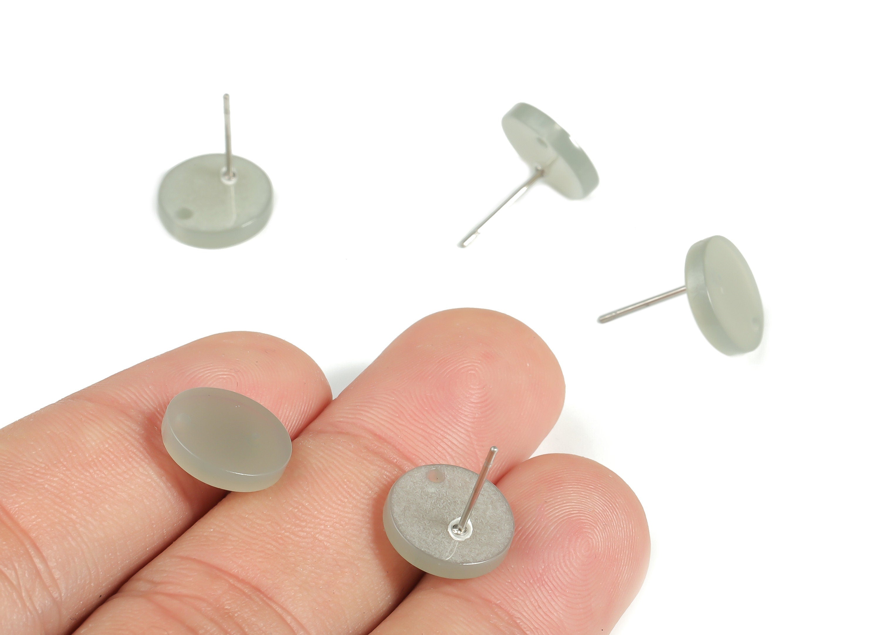 Acrylic Round Earring Stud - Acrylic Circle Earring Post - 316 Surgical Stainless Steel - Color Code: A627 - 11.79x11.74x2.2mm - AC1139-A627 - DOMEDBAZAAR