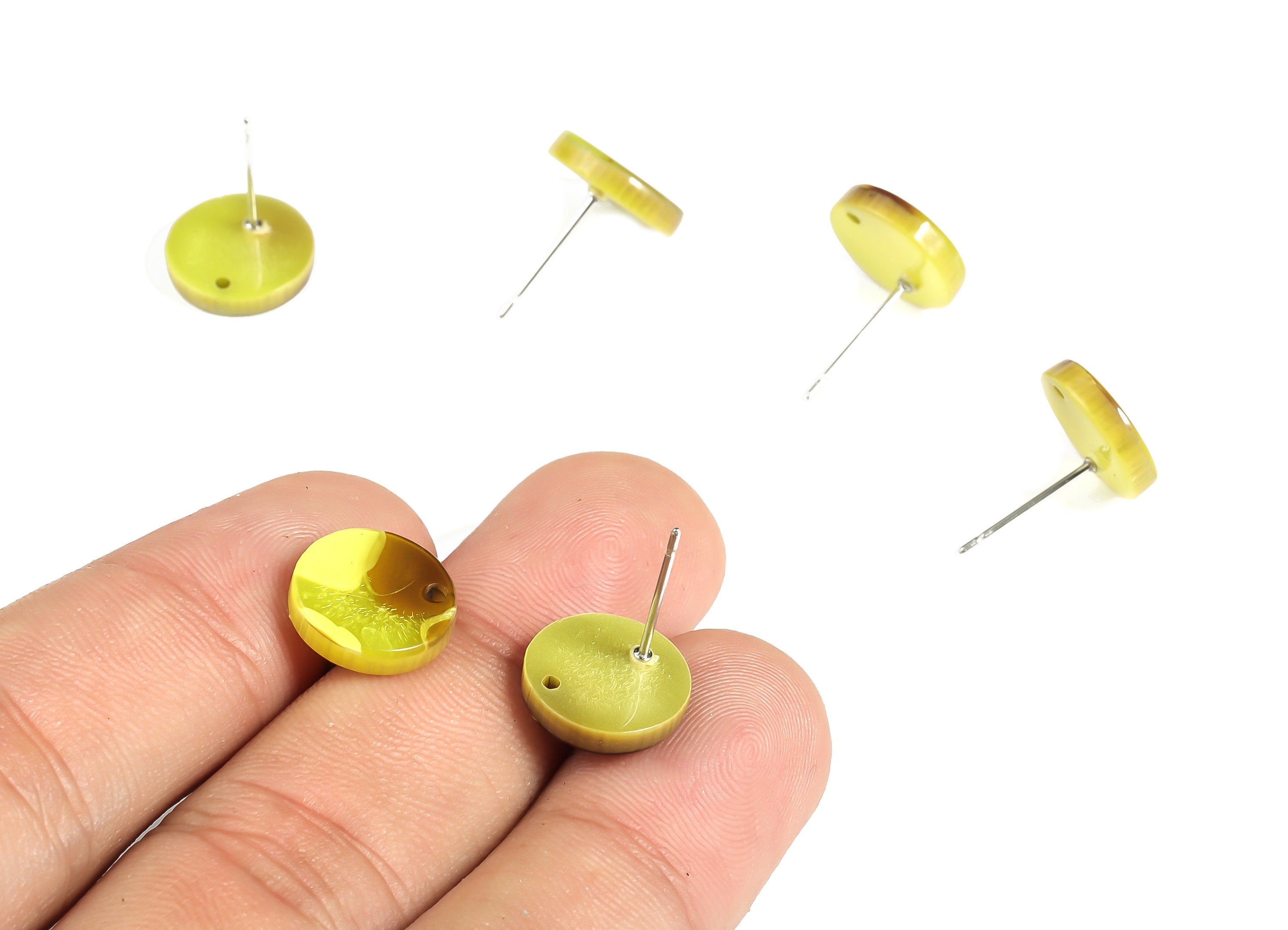 Acrylic Round Earring Post - Acrylic Round Earring Stud - Earring Post Findings - Color Code: A619- 11.91x11.86x2.65mm - AC1139-A619 - DOMEDBAZAAR