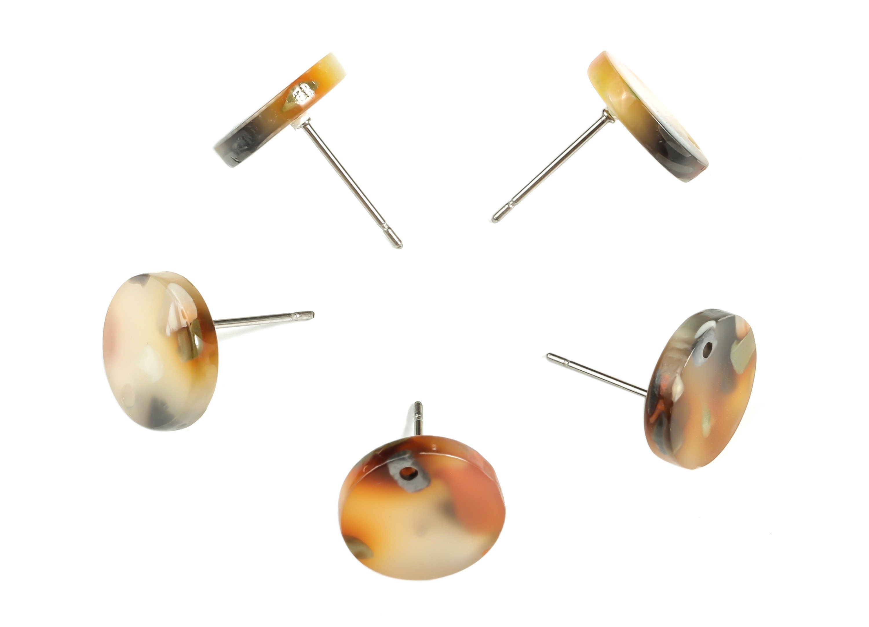 Acrylic Round Earring Stud - Acrylic Round Earring Post - Earring Post Findings - Color Code: A607- 11.74x11.71x2.41mm - AC1139-A607 - DOMEDBAZAAR