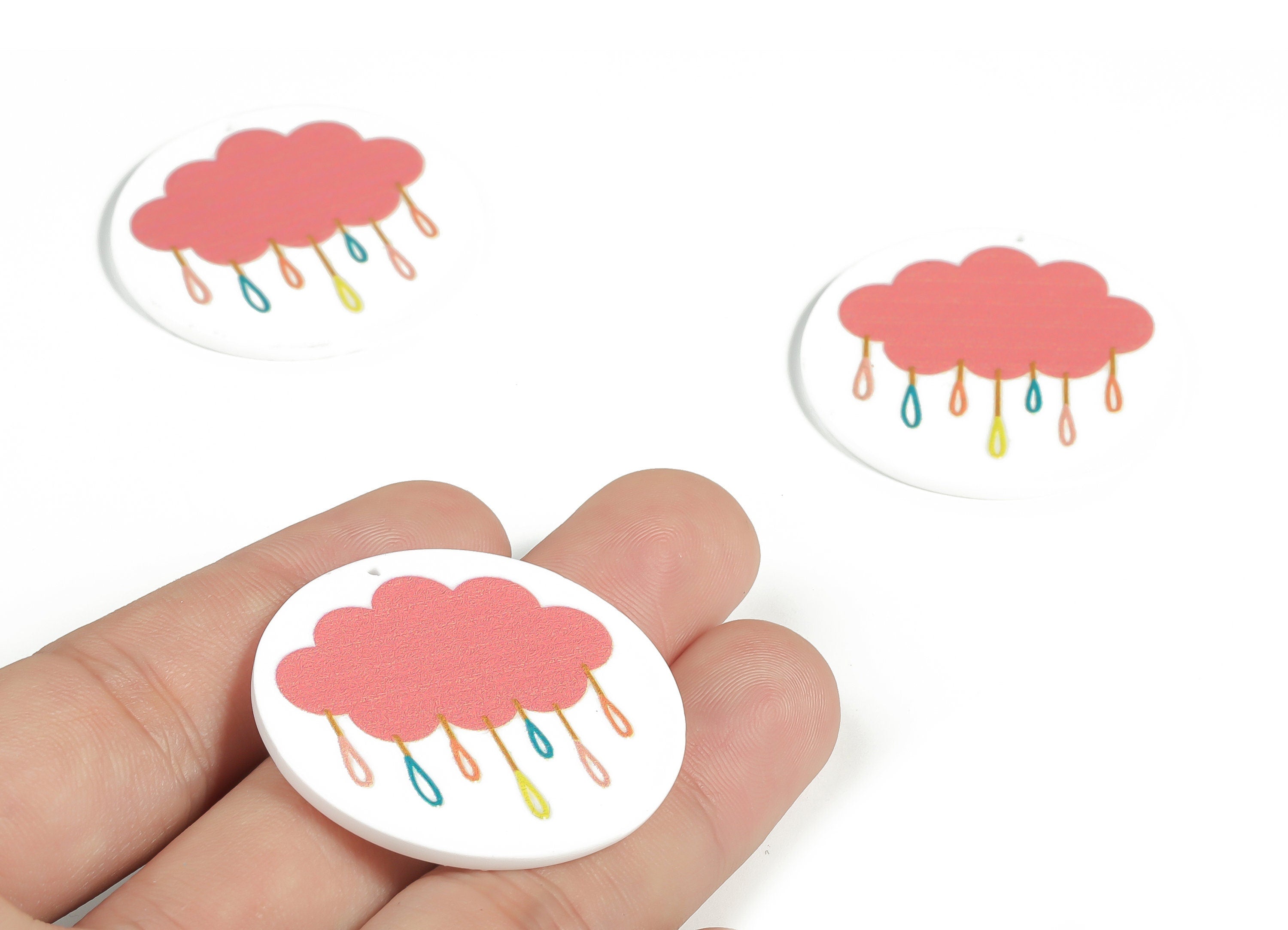 Acrylic Round Cloud Earring Charms - Acrylic Circle Cloud Pendant - Earring Findings - Jewelry Making Supplies - 37.95x37.79x2.13mm - AC2264 - DOMEDBAZAAR