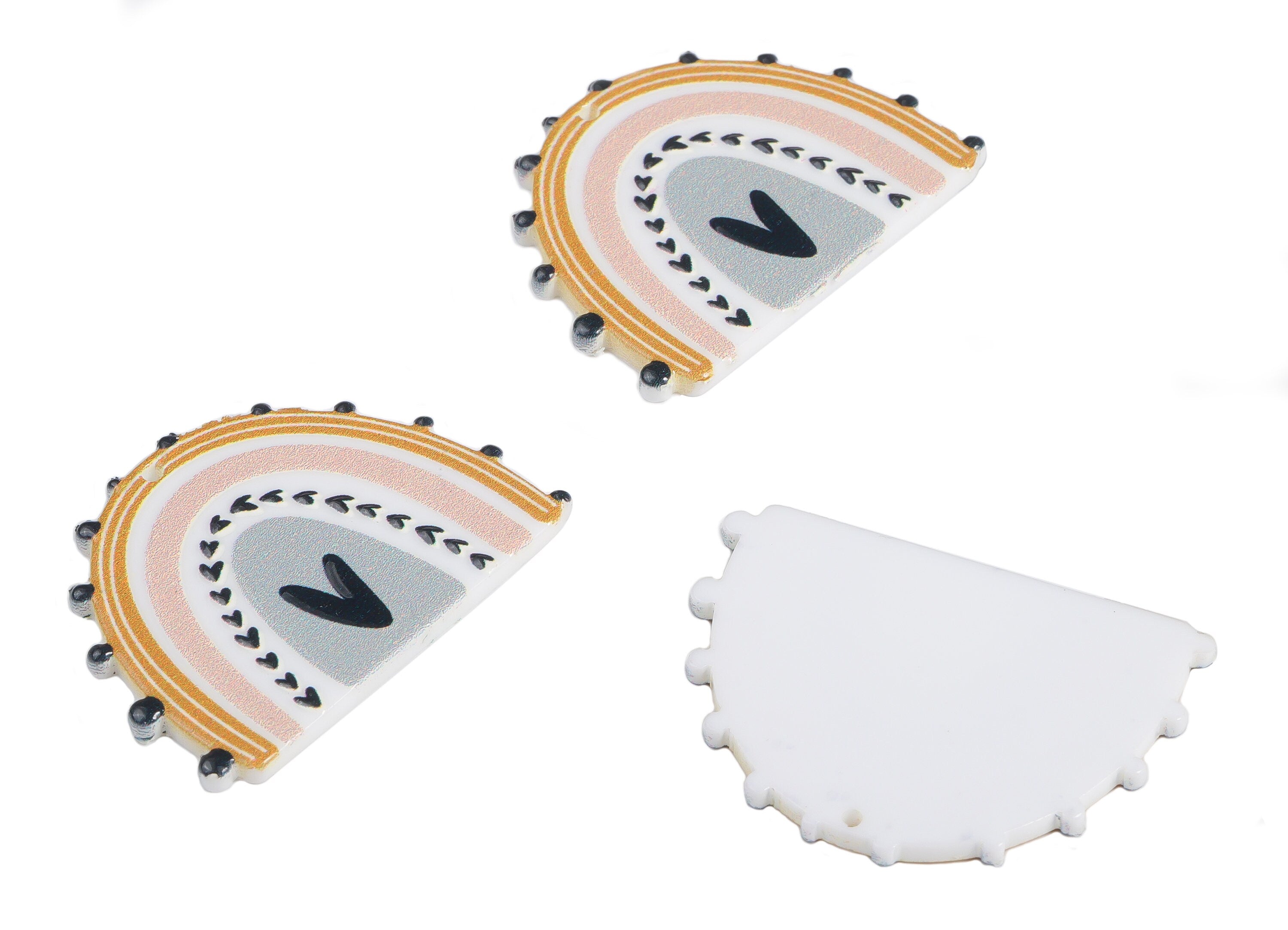 Acrylic Rainbow Earring Charms - Acrylic Rainbow Heart Pendant - Earring Findings - Jewelry Making Supplies - 37.99x28.41x2.38mm - AC2261 - DOMEDBAZAAR