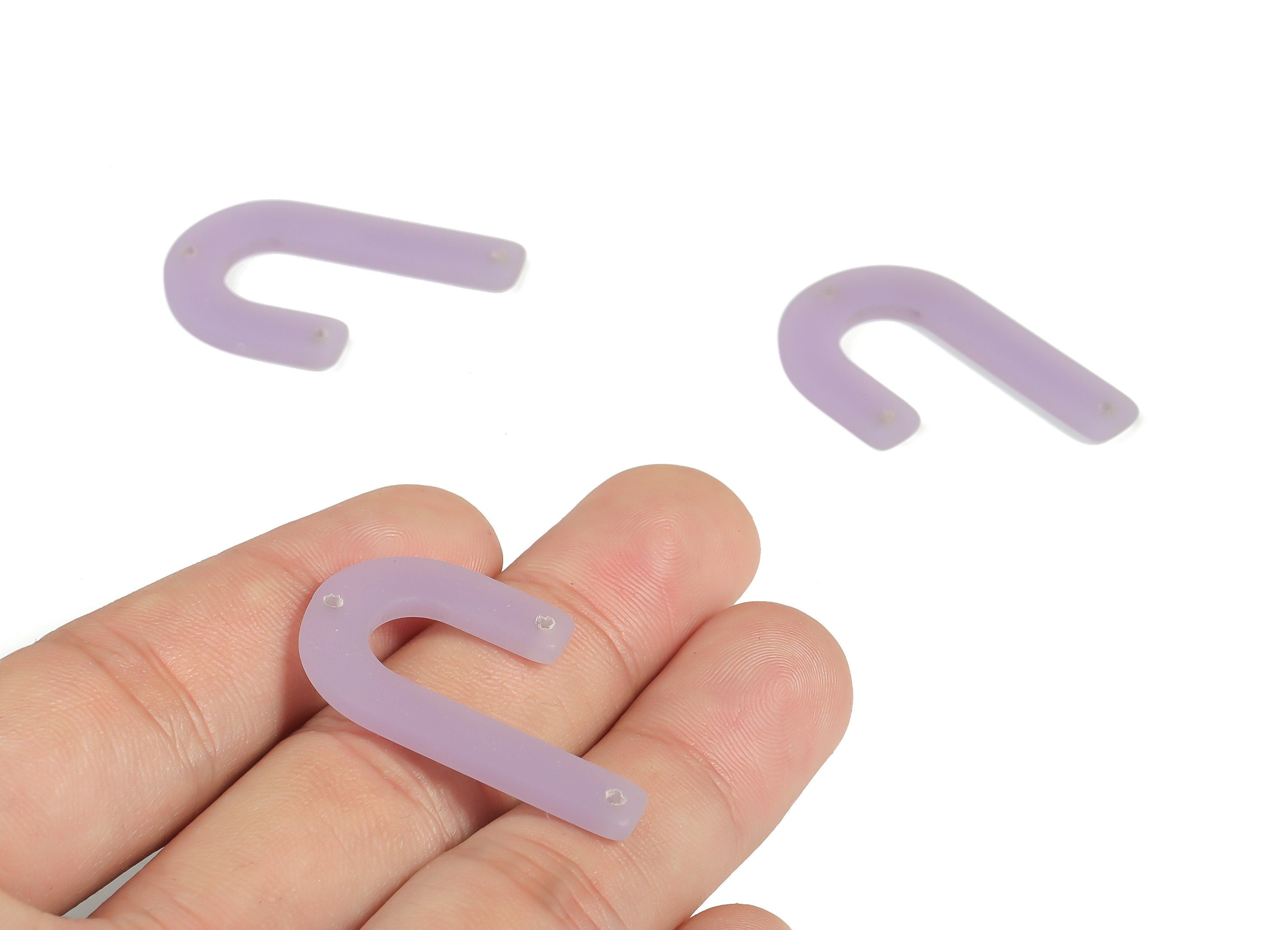 Acrylic Geometric Earring Connector - Matte U Acrylic Charms - Jewelry Supplies - 3 Holes - Color Code:A643 - 34.54x21.5x2.7mm - AC2267-A643 - DOMEDBAZAAR