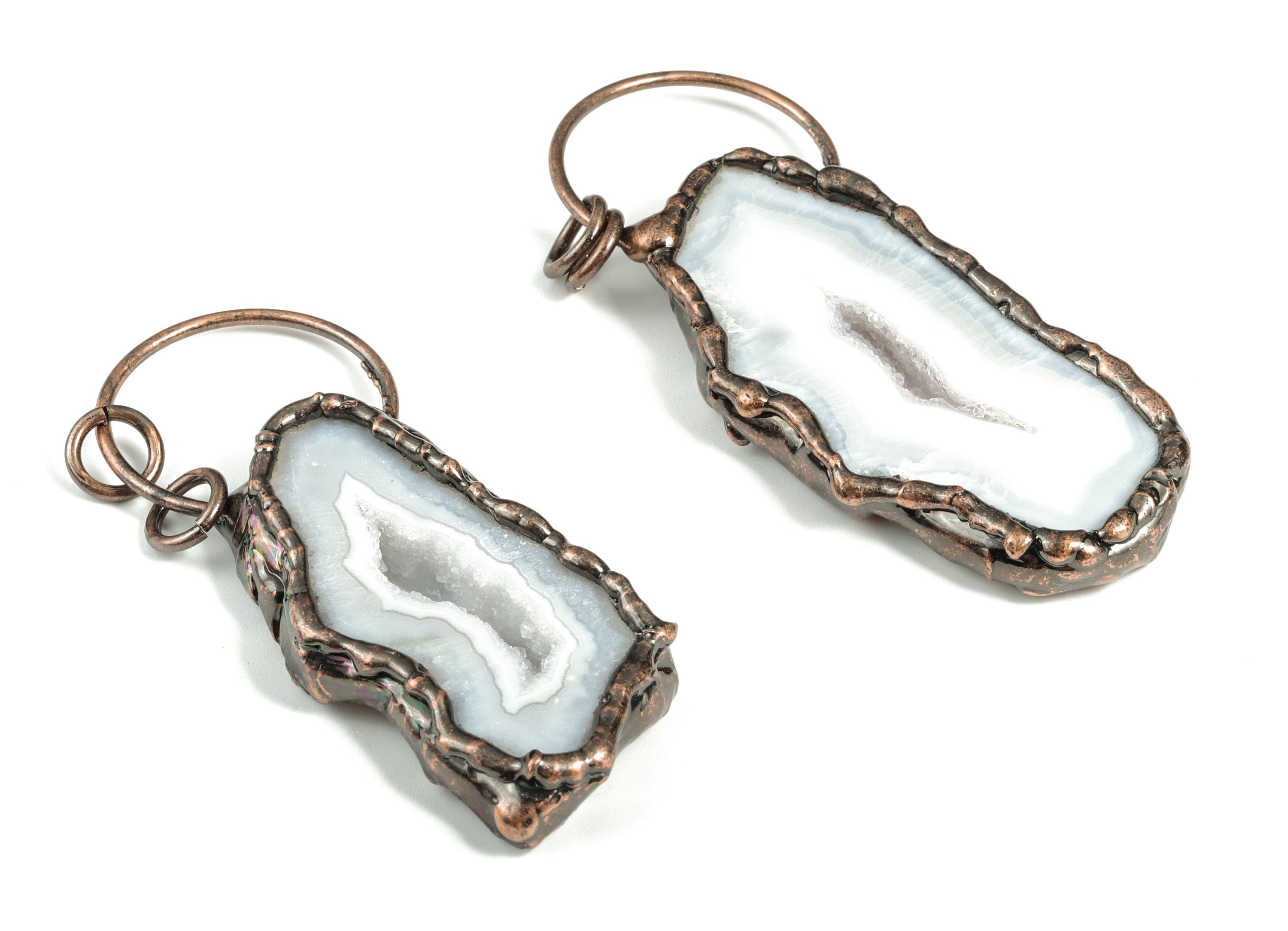 Druzy Agate Pendant - Gemstone Earring Charm - Jewelry Making Supplies – Druzy Agate Jewelry - Average Size - 72.85×41.29×7.7mm - NS1366 - DOMEDBAZAAR