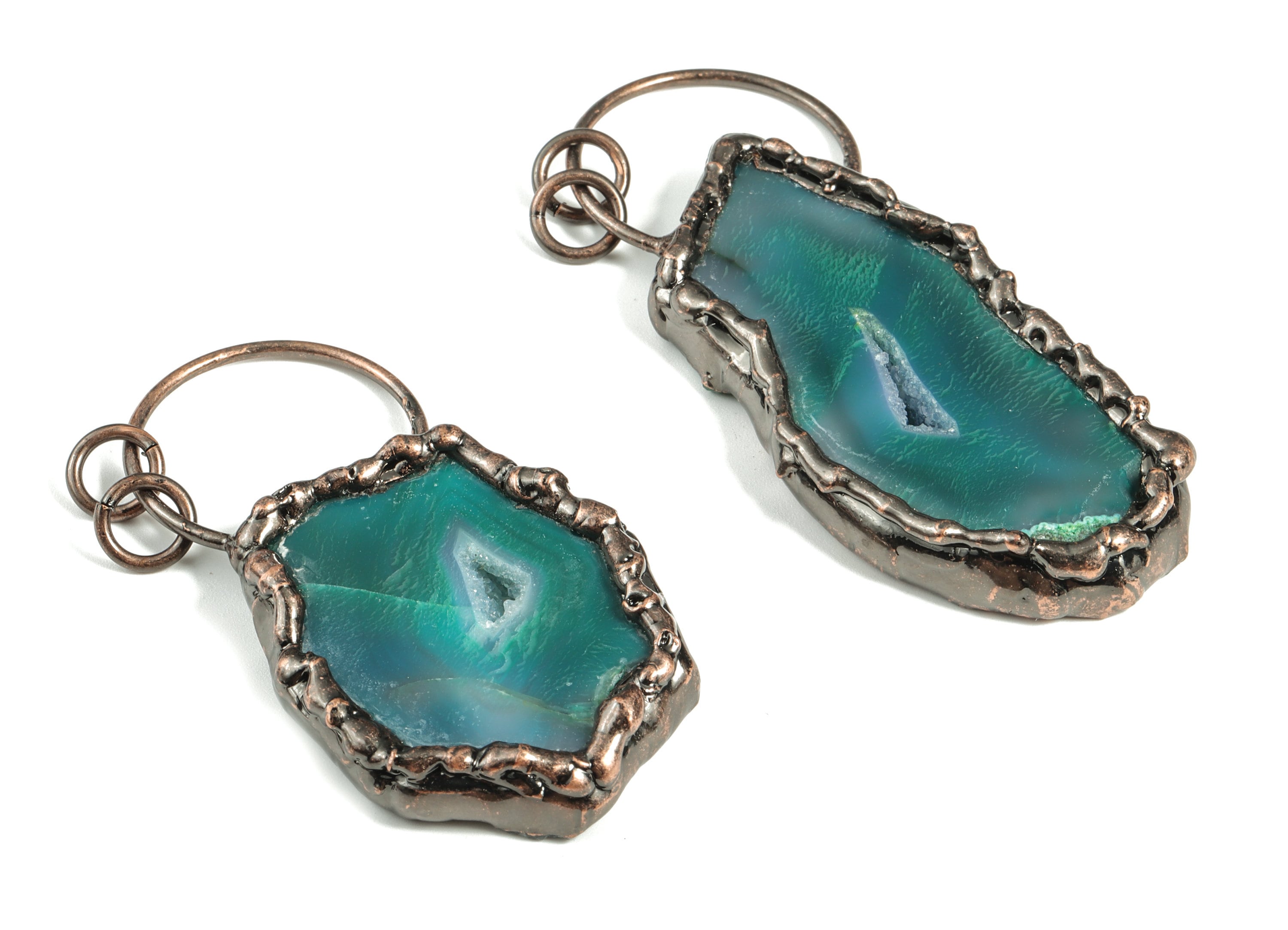 Druzy Agate Pendant – Irregular Druzy Agate Gemstone Earring Charm - Jewelry Making Supplies – Average Size - 79.14×30.87× 8.63mm - NS1370 - DOMEDBAZAAR