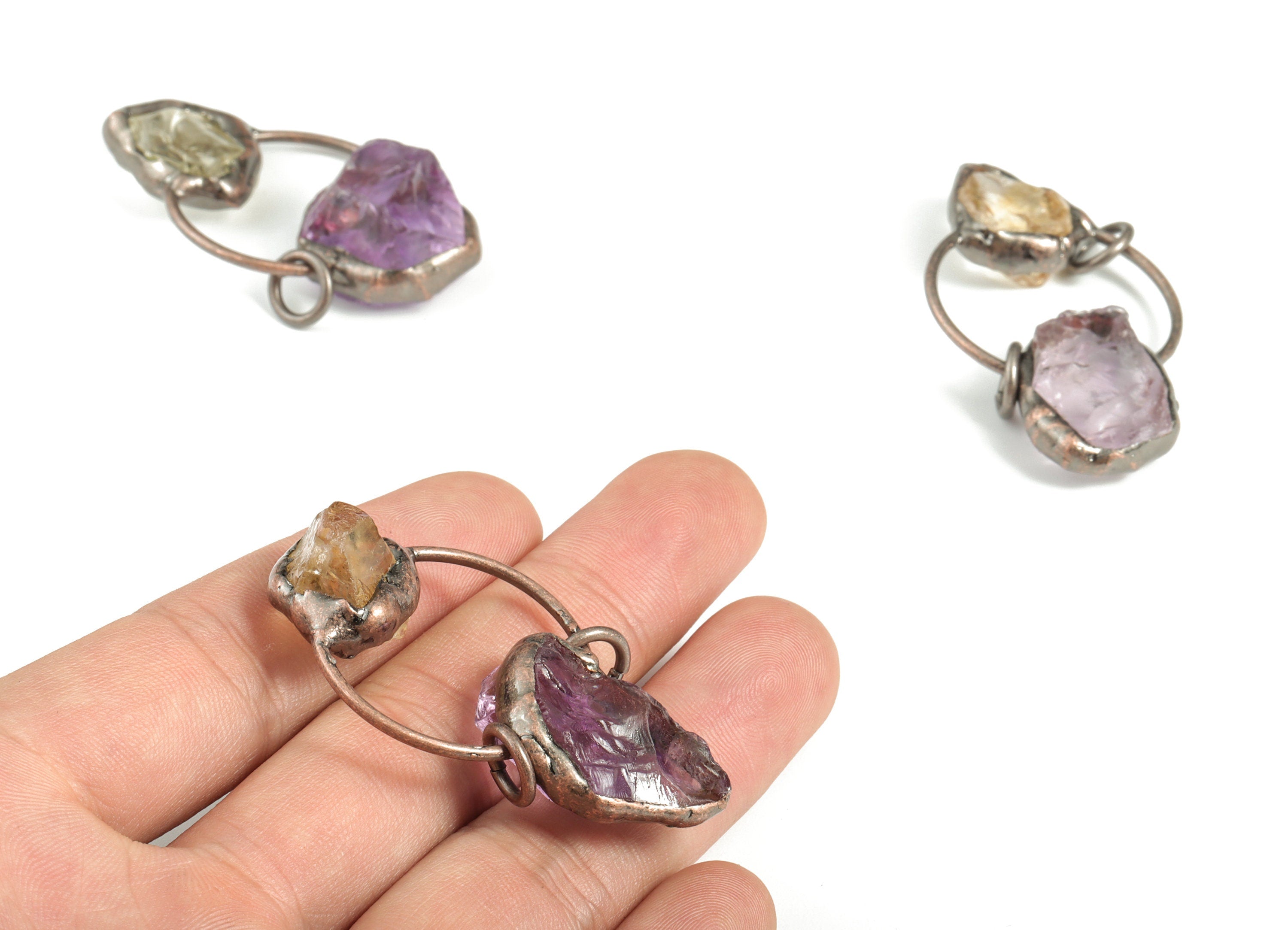 Purple Amethyst Pendant - Huang Jing Stone Charm – Amethyst Earring Charm - Jewelry Making - Average Size - 52.97×29.44×14.46mm - NS1389 - DOMEDBAZAAR