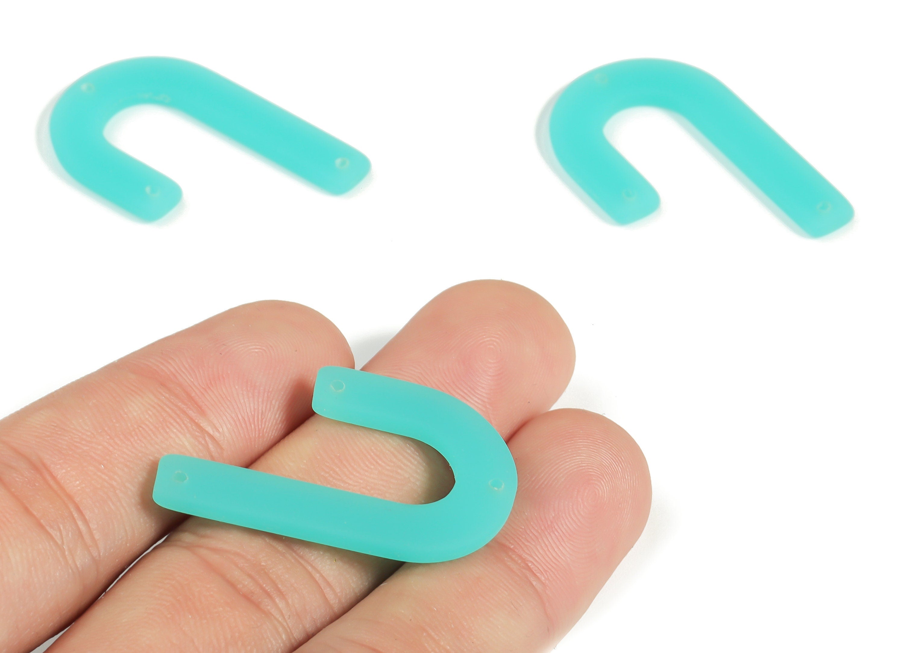 Acrylic Geometric Earring Connector- Matte U Acrylic Charms - Jewelry Supplies- 3 Holes -Color Code: A642 - 34.53x21.64x2.66mm - AC2267-A642 - DOMEDBAZAAR