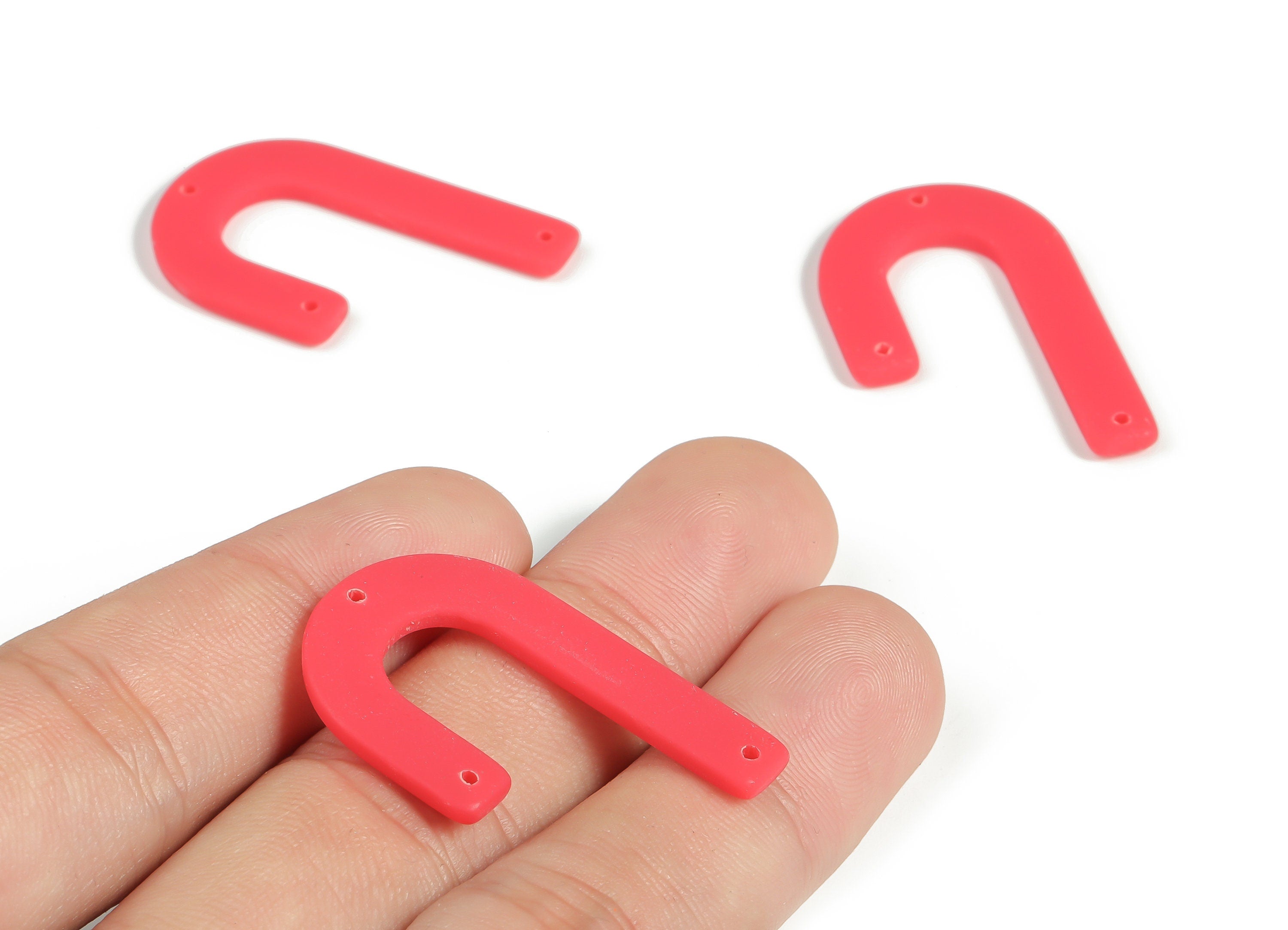 Acrylic Geometric Earring Connector - Matte U Acrylic Charms - Jewelry Supplies - 3 Holes - Color Code:A638 - 34.42x21.7x2.5mm - AC2267-A638 - DOMEDBAZAAR