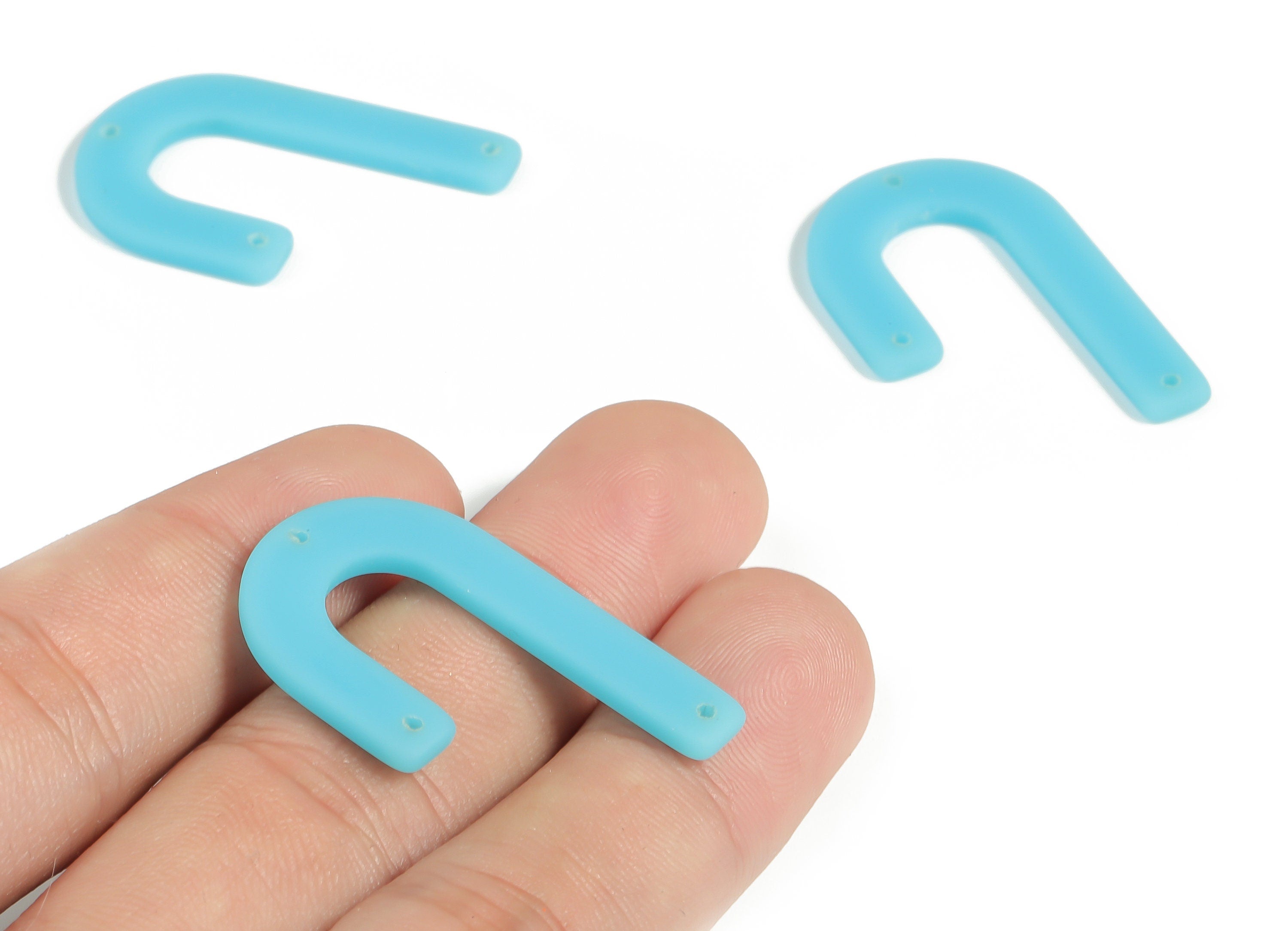 Acrylic Geometric Earring Connector- Matte U Acrylic Charms- Jewelry Supplies- 3 Holes - Color Code: A644 - 34.47x21.51x2.60mm - AC2267-A644 - DOMEDBAZAAR