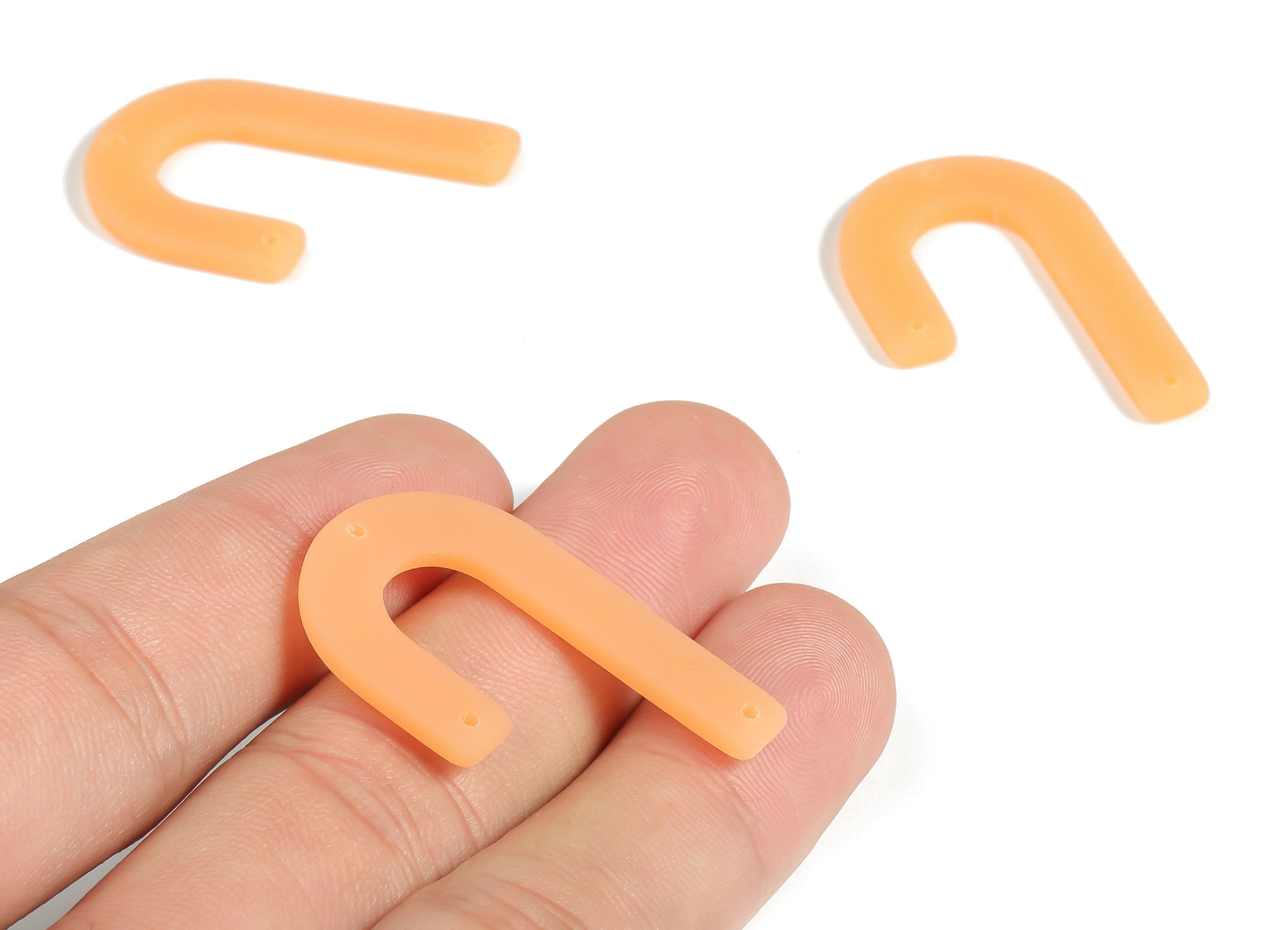 Acrylic Geometric Earring Connector- Matte U Acrylic Charms- Jewelry Supplies- 3 Holes - Color Code: A645 - 35.76x21.51x2.79mm - AC2267-A645 - DOMEDBAZAAR