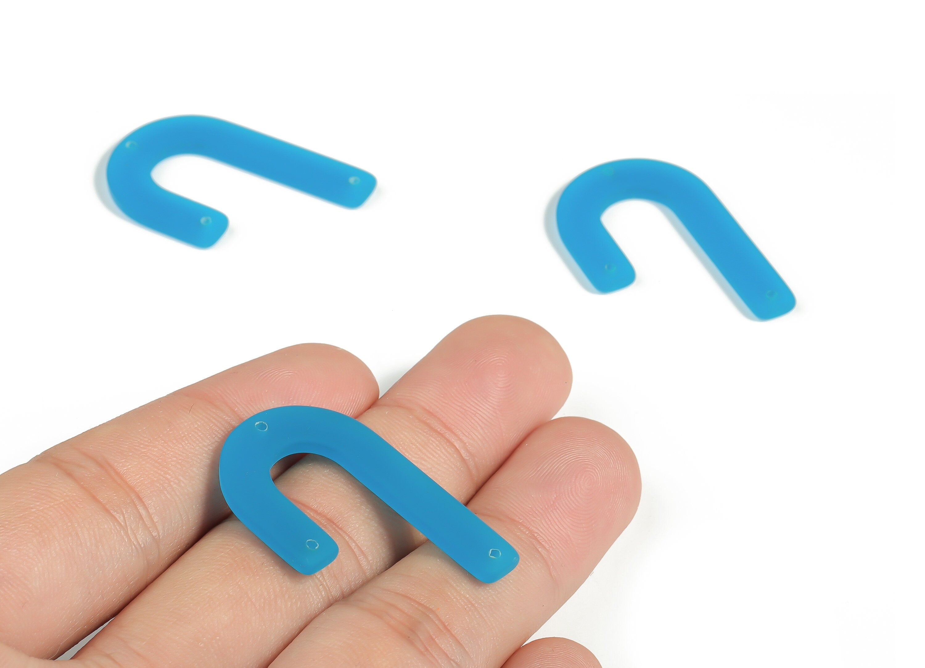 Acrylic Geometric Earring Connector- Matte U Acrylic Charms- Jewelry Supplies- 3 Holes - Color Code: A640 - 35.48x21.40x2.75mm - AC2267-A640 - DOMEDBAZAAR