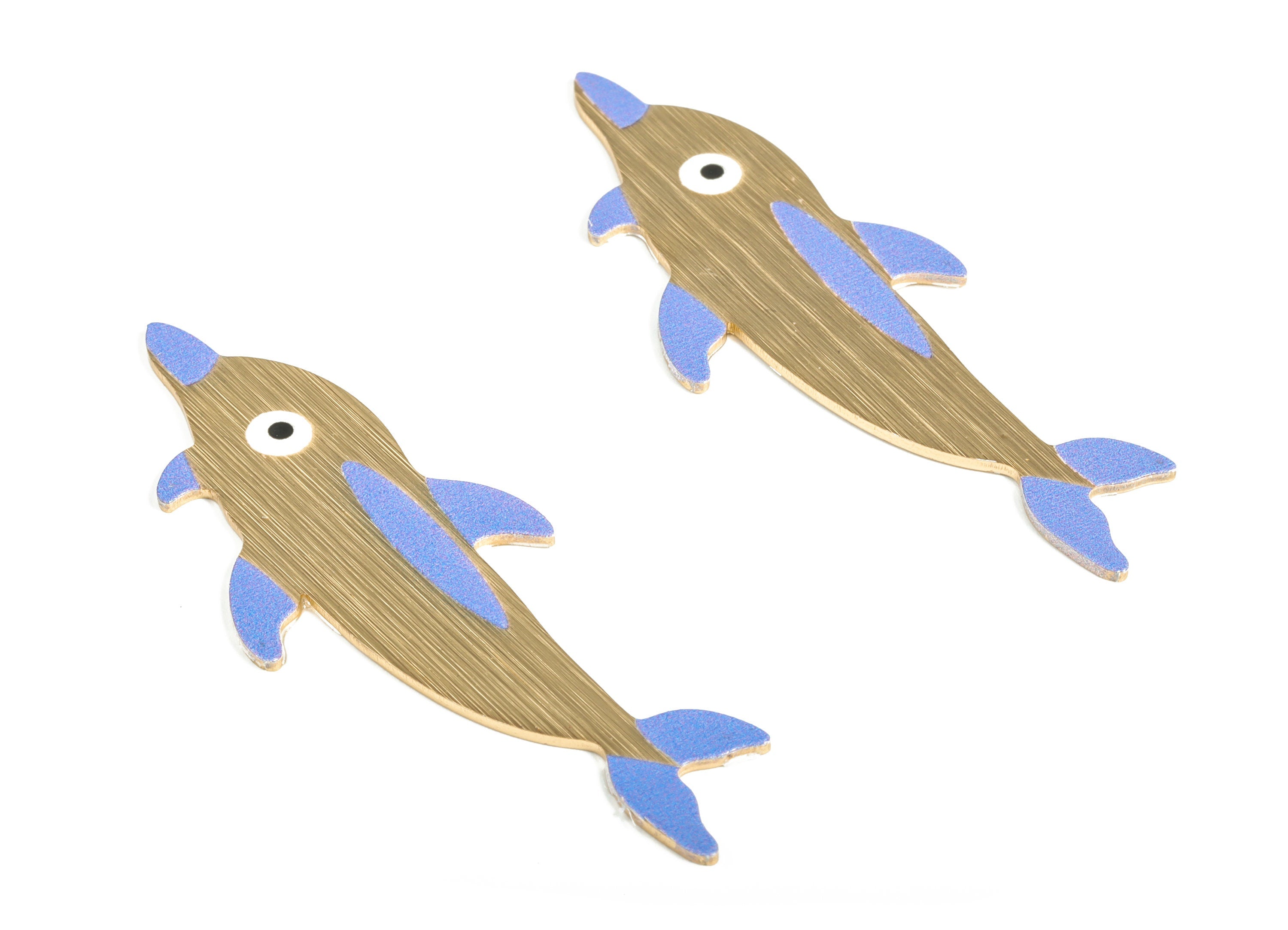 Aluminium Dolphin for Hair Barrette - Gold Tone Plated Charm – Aluminium Dolphin for Hair Clip - Dolphin Charm - 73.42x26.51x1.2mm - AA1147B - DOMEDBAZAAR
