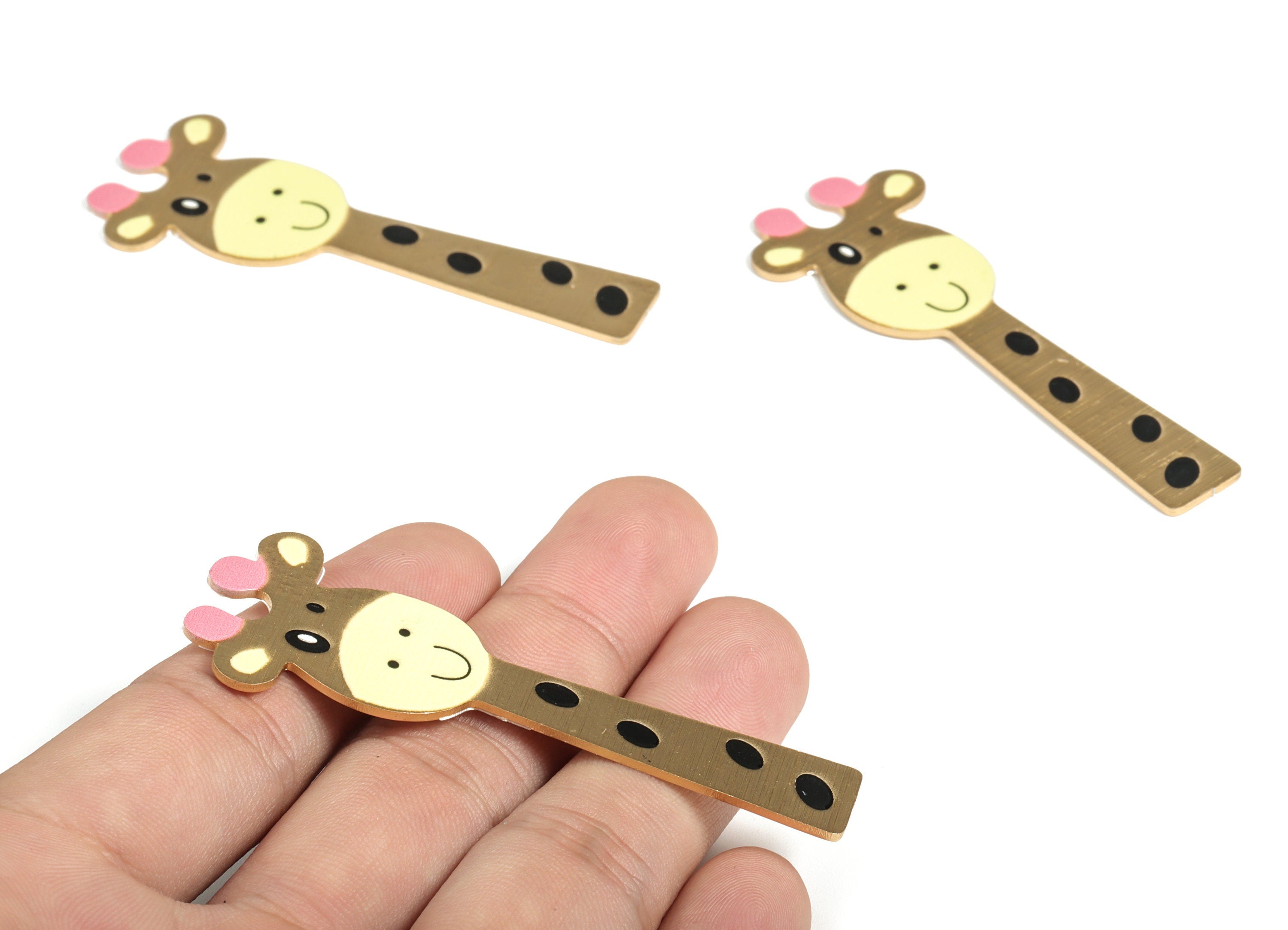 Aluminium Giraffe Hair Clip - Aluminium Giraffe for Hair Barrette- Gold Tone Plated Charms - Jewelry Supplies- 70.3x25.92x1.22mm - AA1148B - DOMEDBAZAAR