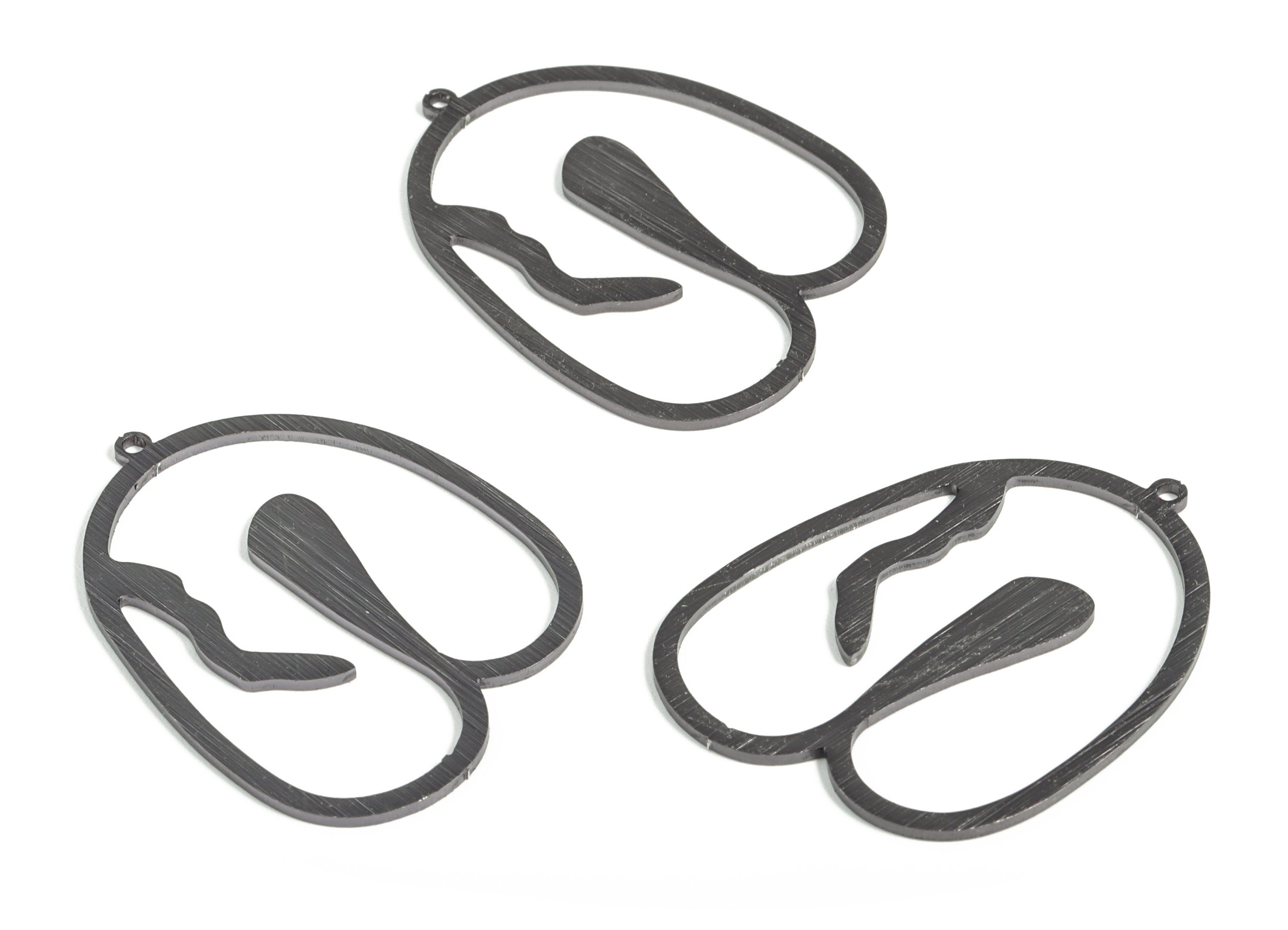 Aluminum Irregular Earring Charms - Aluminum Irregular Pendant - Anodized Aluminium Charms - Black Plated - 43.46x32.6x1.08mm - AA1152A - DOMEDBAZAAR