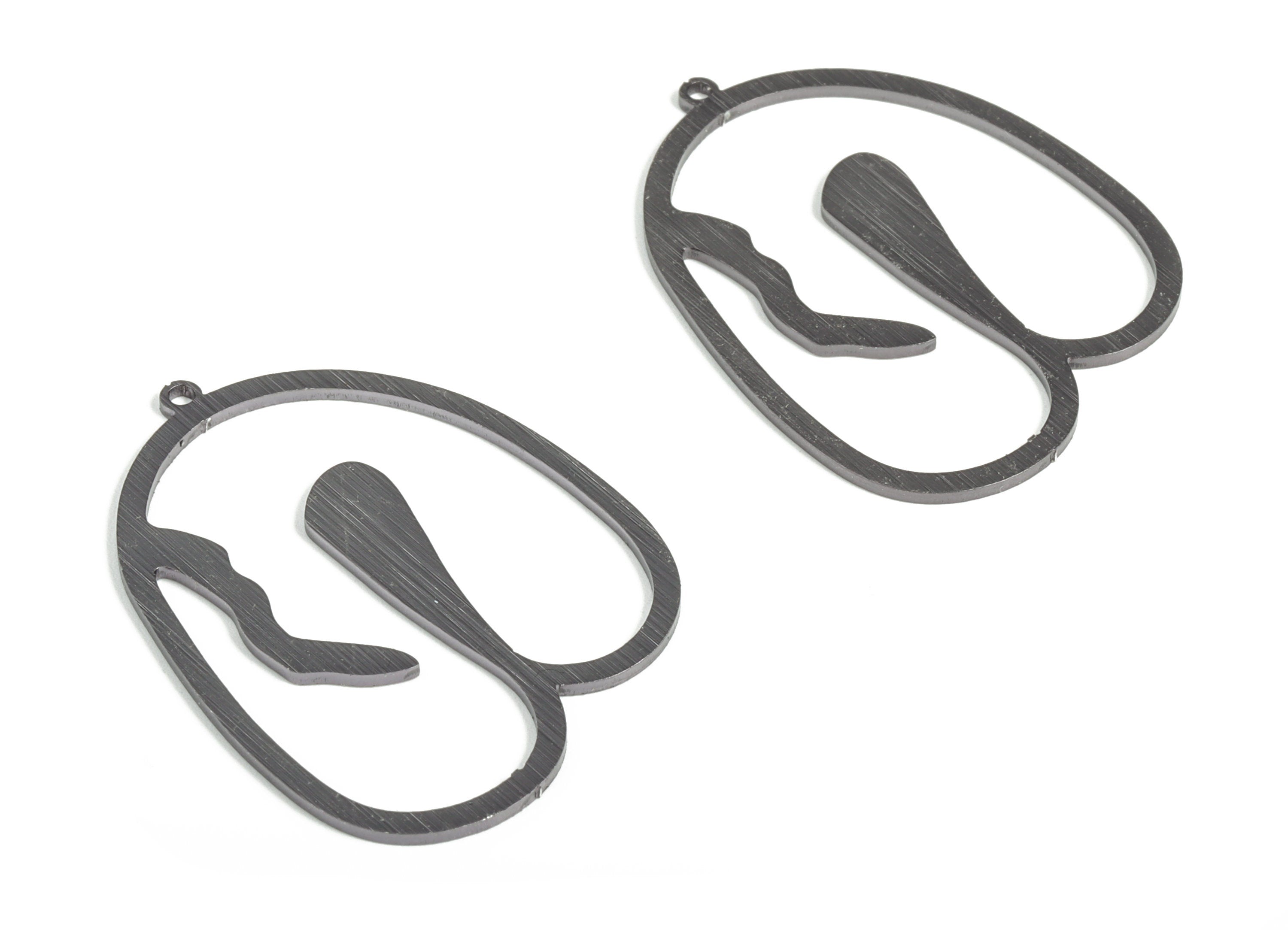 Aluminum Irregular Earring Charms - Aluminum Irregular Pendant - Anodized Aluminium Charms - Black Plated - 43.46x32.6x1.08mm - AA1152A - DOMEDBAZAAR