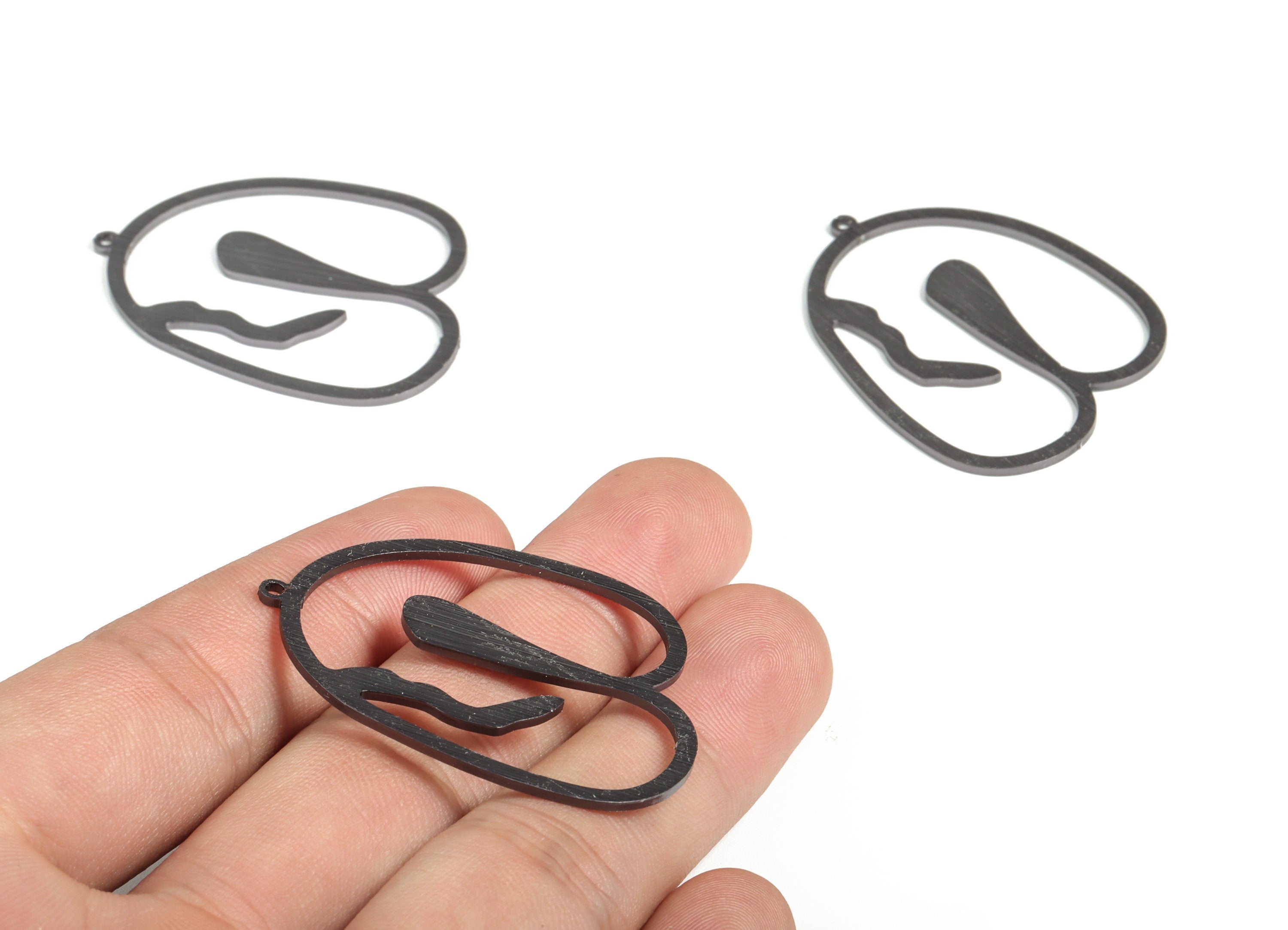 Aluminum Irregular Earring Charms - Aluminum Irregular Pendant - Anodized Aluminium Charms - Black Plated - 43.46x32.6x1.08mm - AA1152A - DOMEDBAZAAR