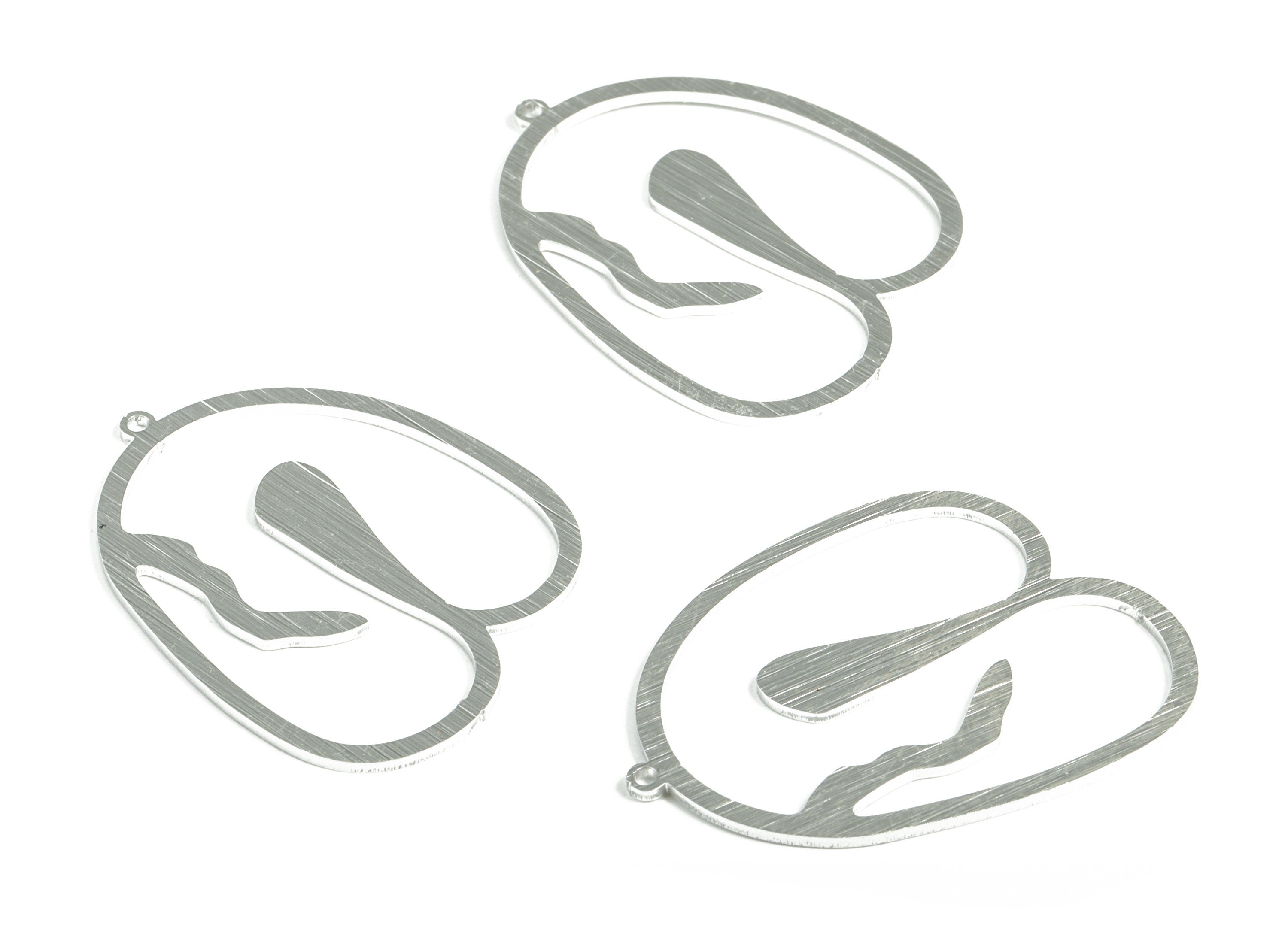 Aluminum Irregular Earring Charms - Aluminum Irregular Pendant - Anodized Aluminium Charm - Silver Tone Plated - 43.5x32.6x1.1mm - AA1152B - DOMEDBAZAAR