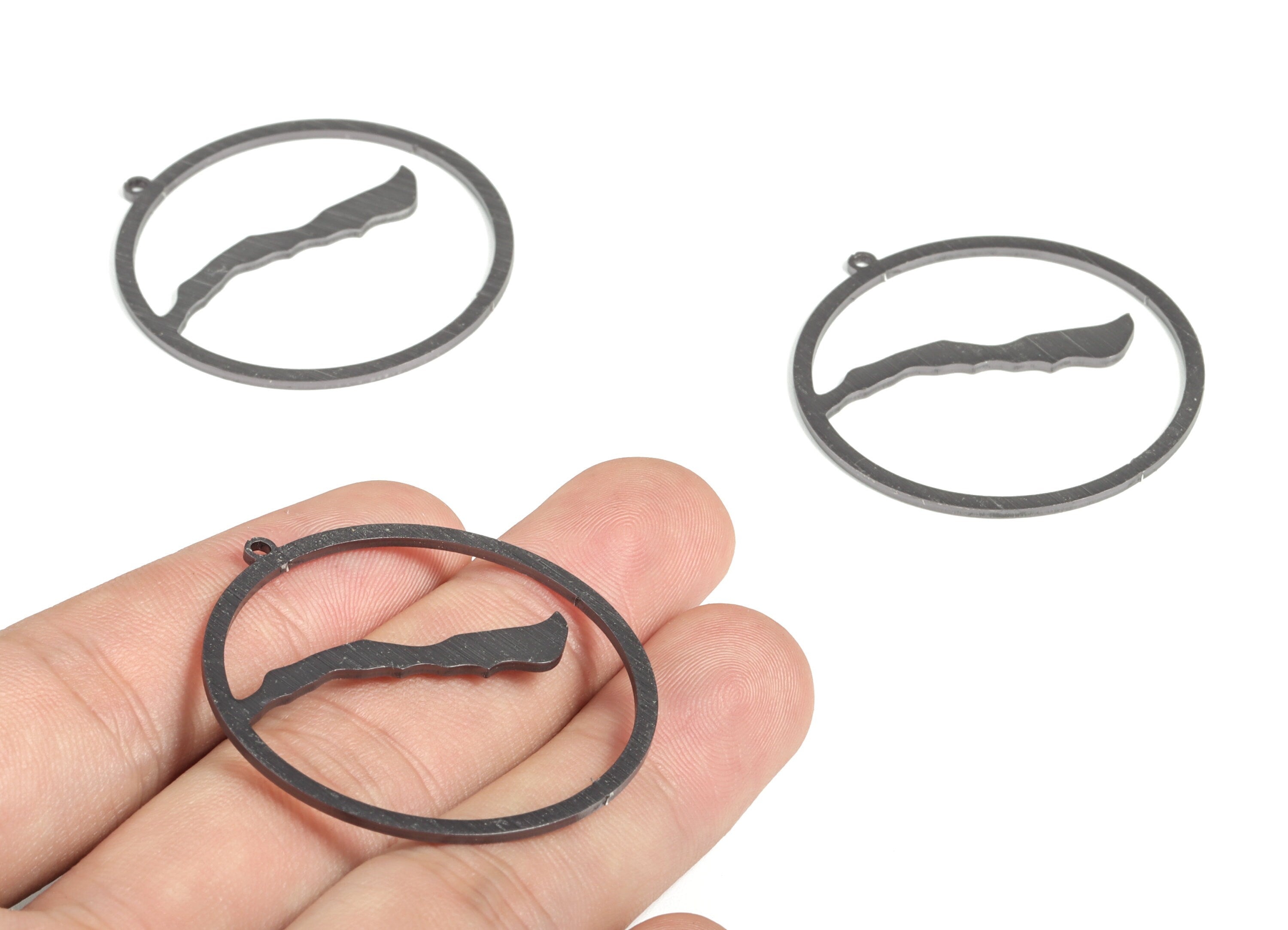 Aluminum Round Earring Charms - Aluminum Circle Pendant - Anodized Aluminium Charms - Black Plated - 41.04x39.95x1.14mm - AA1153A - DOMEDBAZAAR