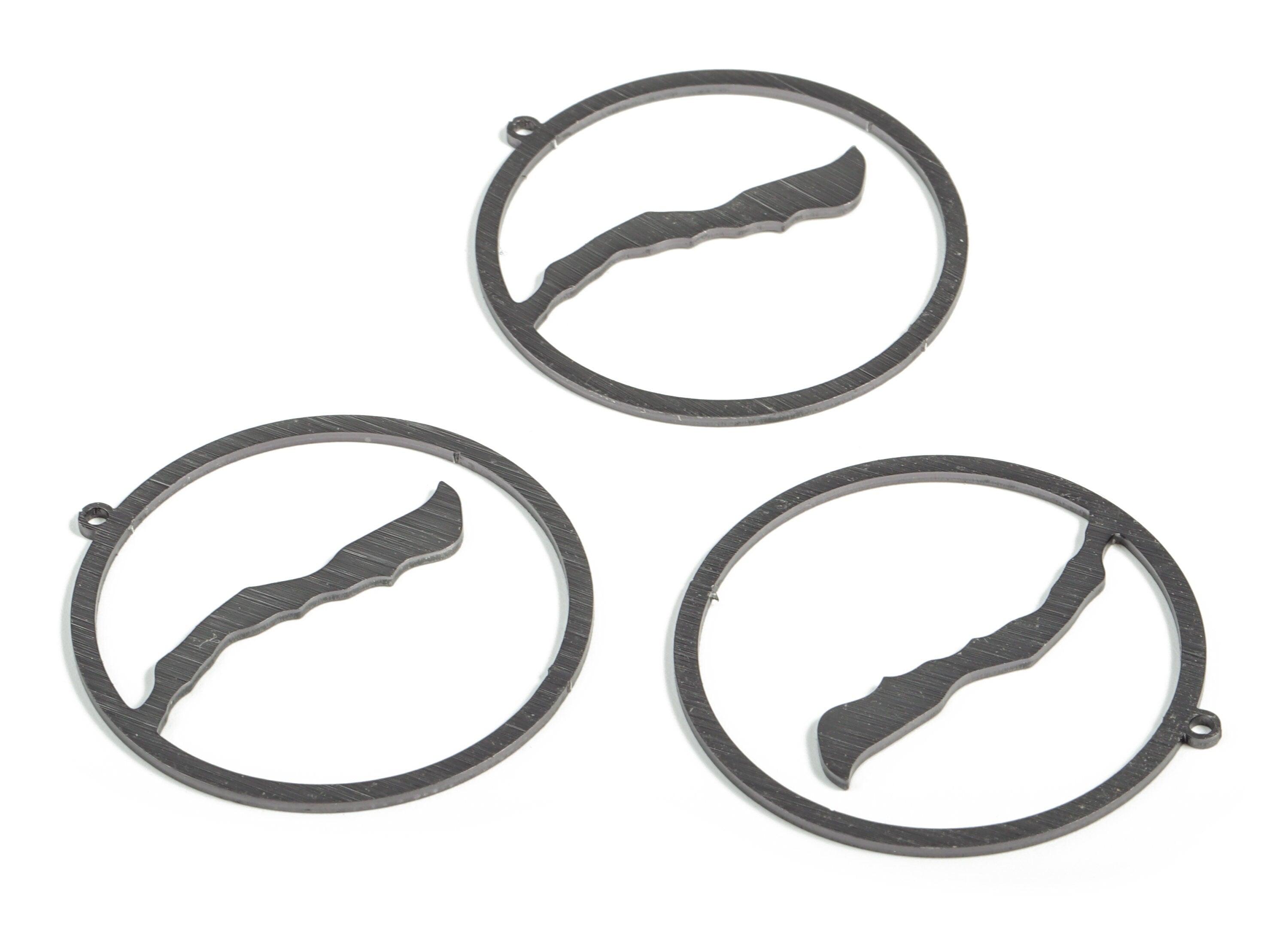 Aluminum Round Earring Charms - Aluminum Circle Pendant - Anodized Aluminium Charms - Black Plated - 41.04x39.95x1.14mm - AA1153A - DOMEDBAZAAR