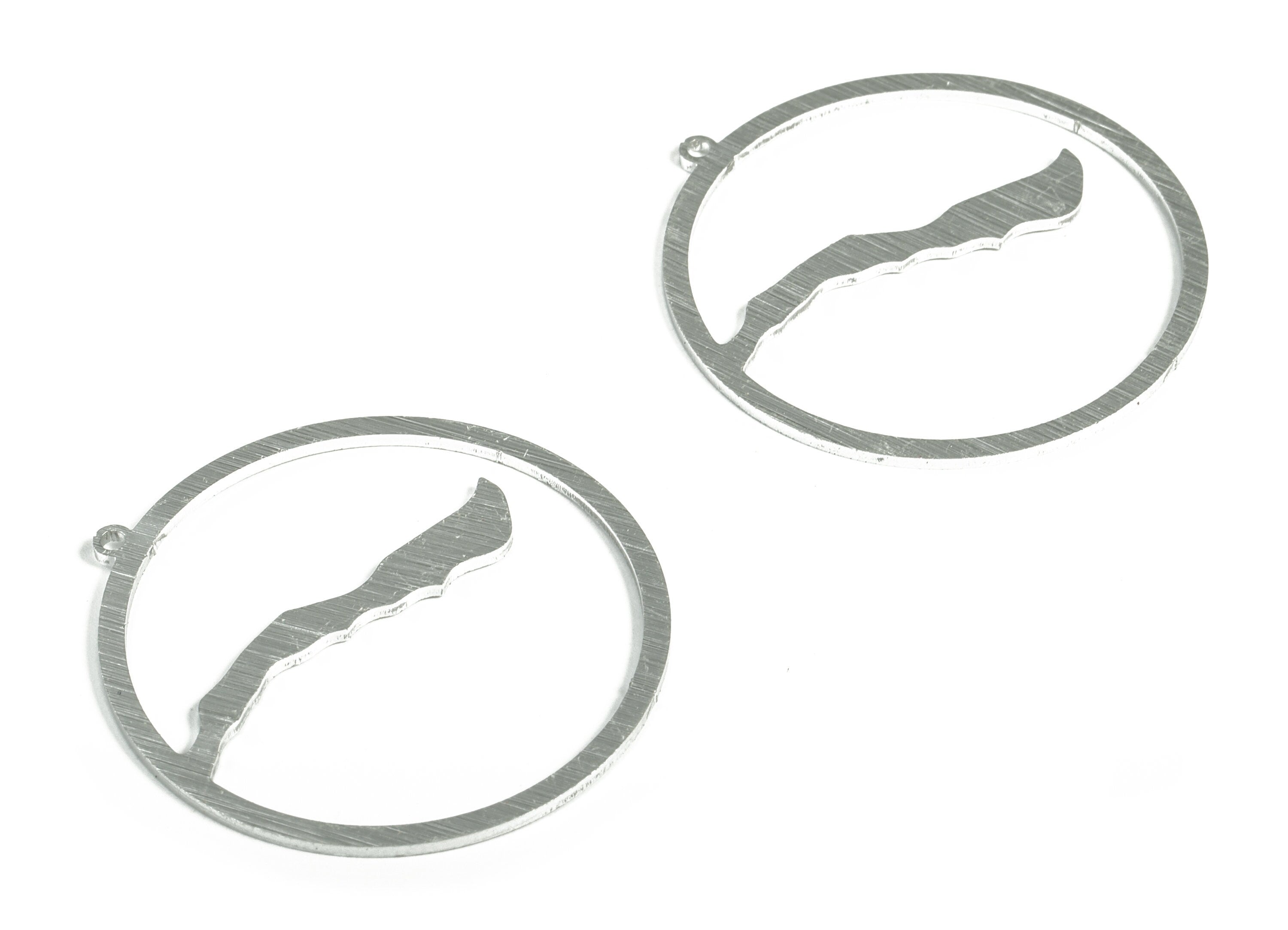 Aluminum Round Earring Charms - Aluminum Circle Pendant - Anodized Aluminium Charms - Silver Tone Plated - 41.04x39.95x1.14mm - AA1153B - DOMEDBAZAAR