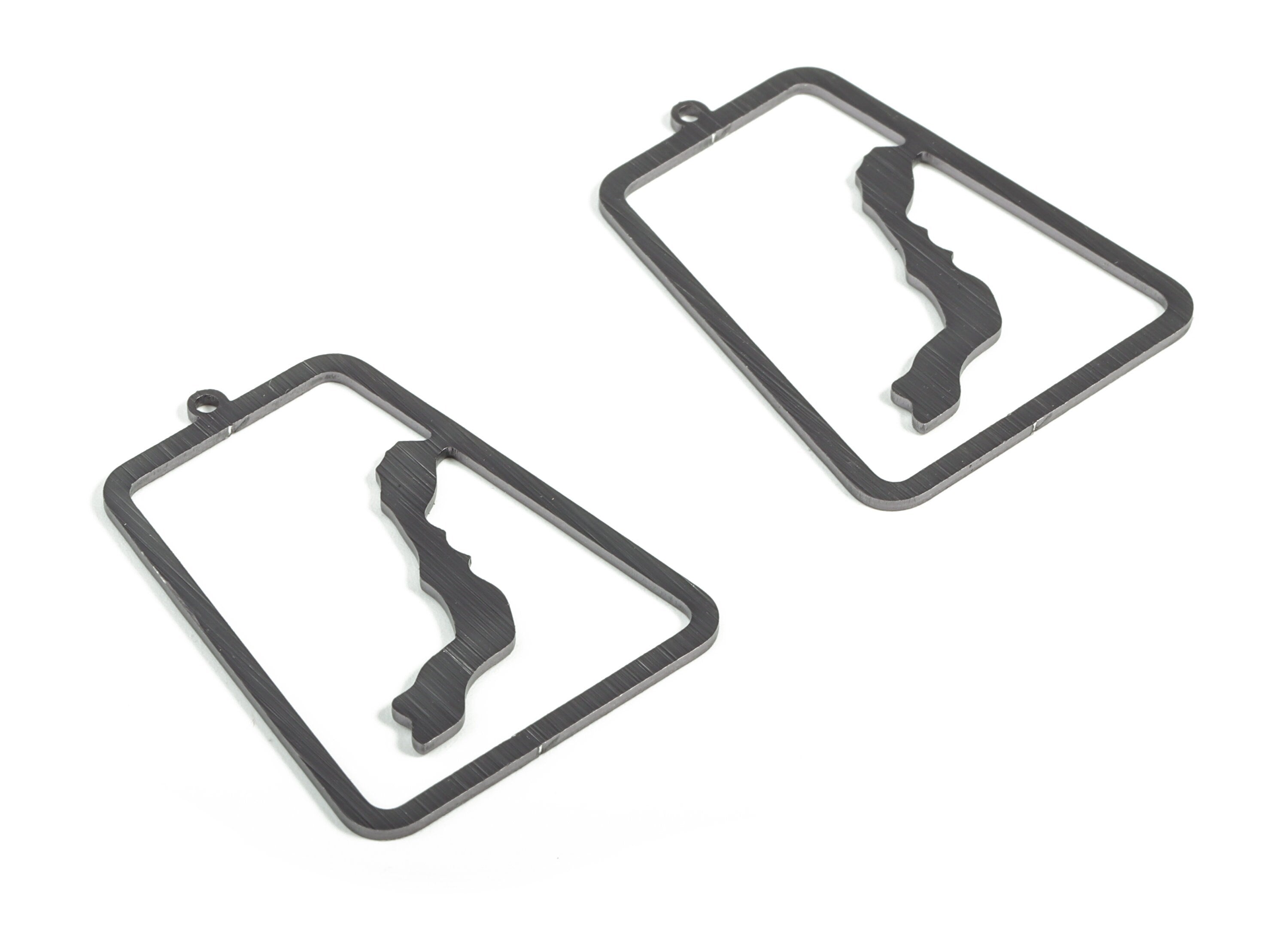 Aluminum Rectangle Earring Charms - Aluminum Rectangle Pendant - Anodized Aluminium Charms - Black Plated - 41.24x31.22x1.09mm - AA1155A - DOMEDBAZAAR