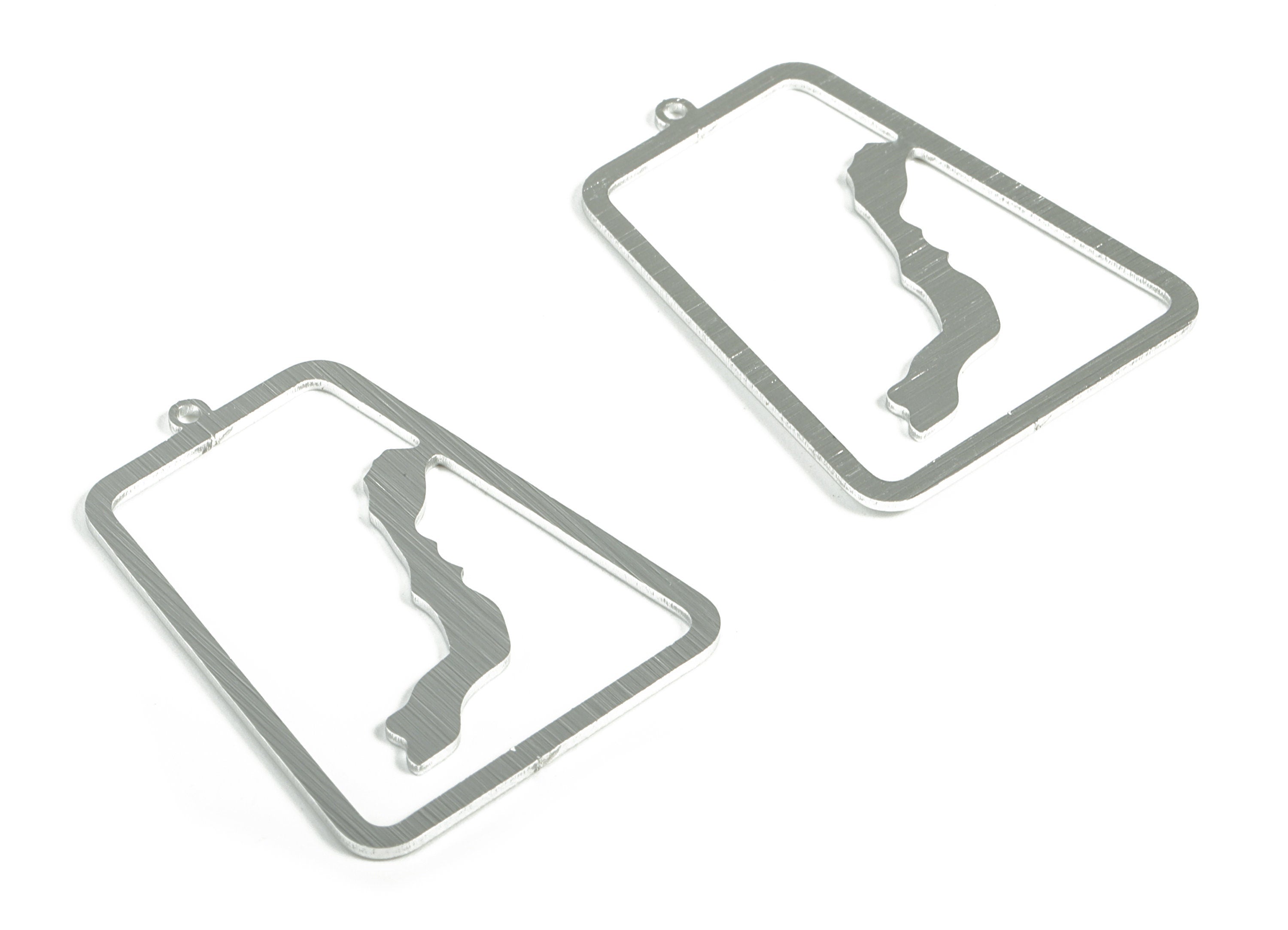 Aluminum Rectangle Earring Charms - Aluminum Rectangle Pendant - Anodized Aluminium Charm - Silver Tone Plated - 41.24x31.22x1.1mm - AA1155B - DOMEDBAZAAR