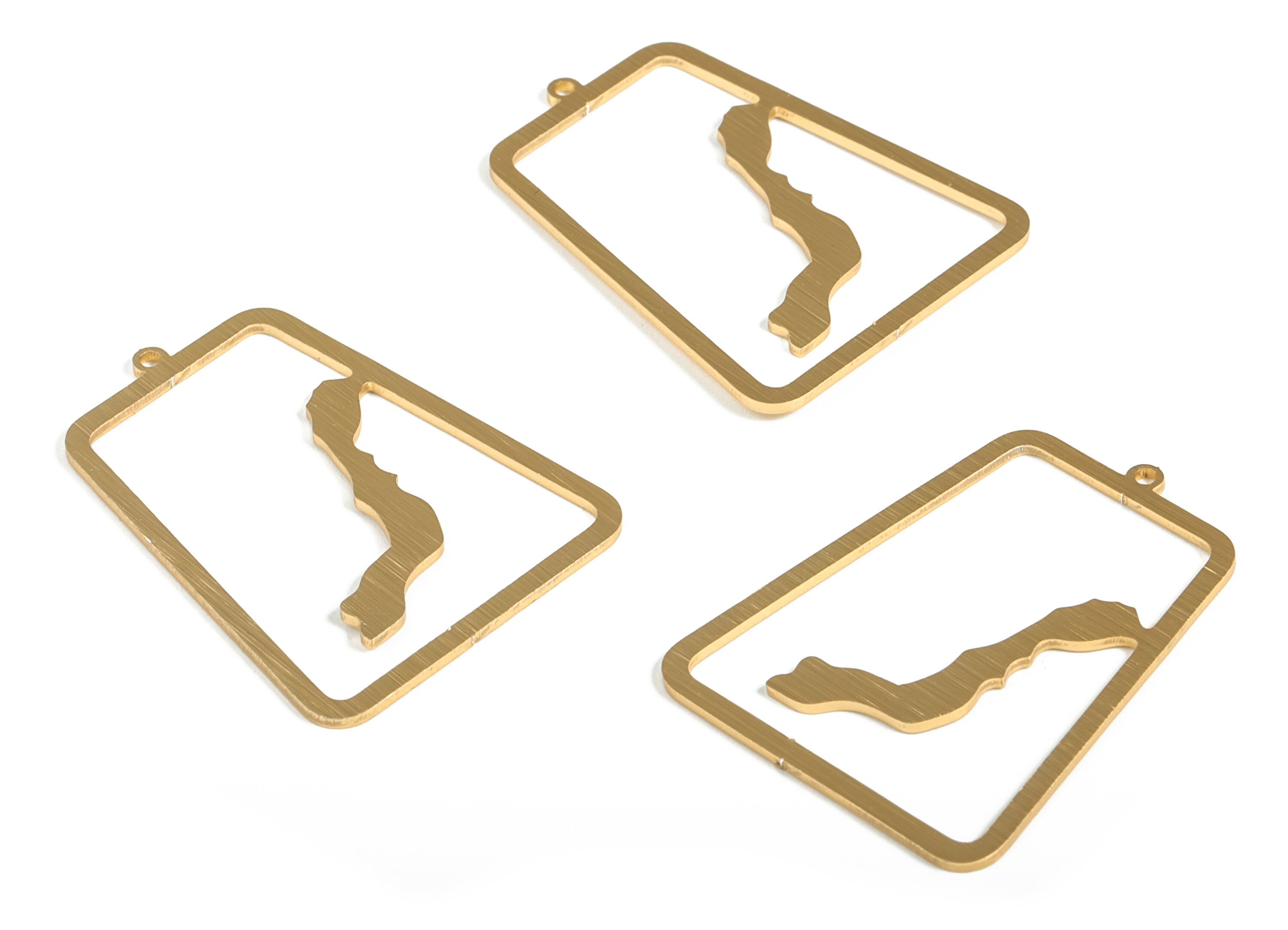 Aluminum Rectangle Earring Charms - Aluminum Rectangle Pendant - Anodized Aluminium Charm - Gold Tone Plated - 41.24x31.22x1.1mm - AA1155C - DOMEDBAZAAR