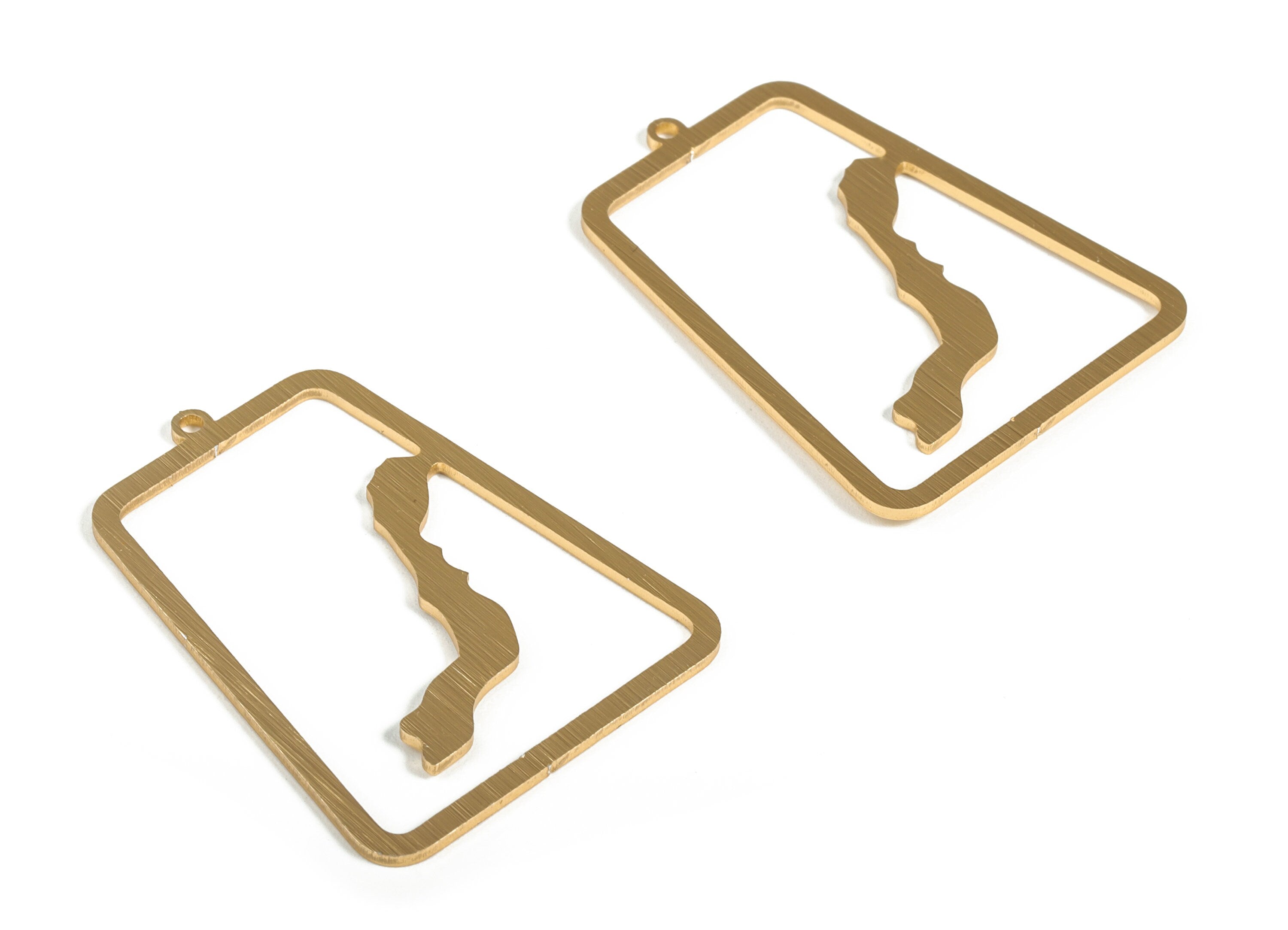 Aluminum Rectangle Earring Charms - Aluminum Rectangle Pendant - Anodized Aluminium Charm - Gold Tone Plated - 41.24x31.22x1.1mm - AA1155C - DOMEDBAZAAR