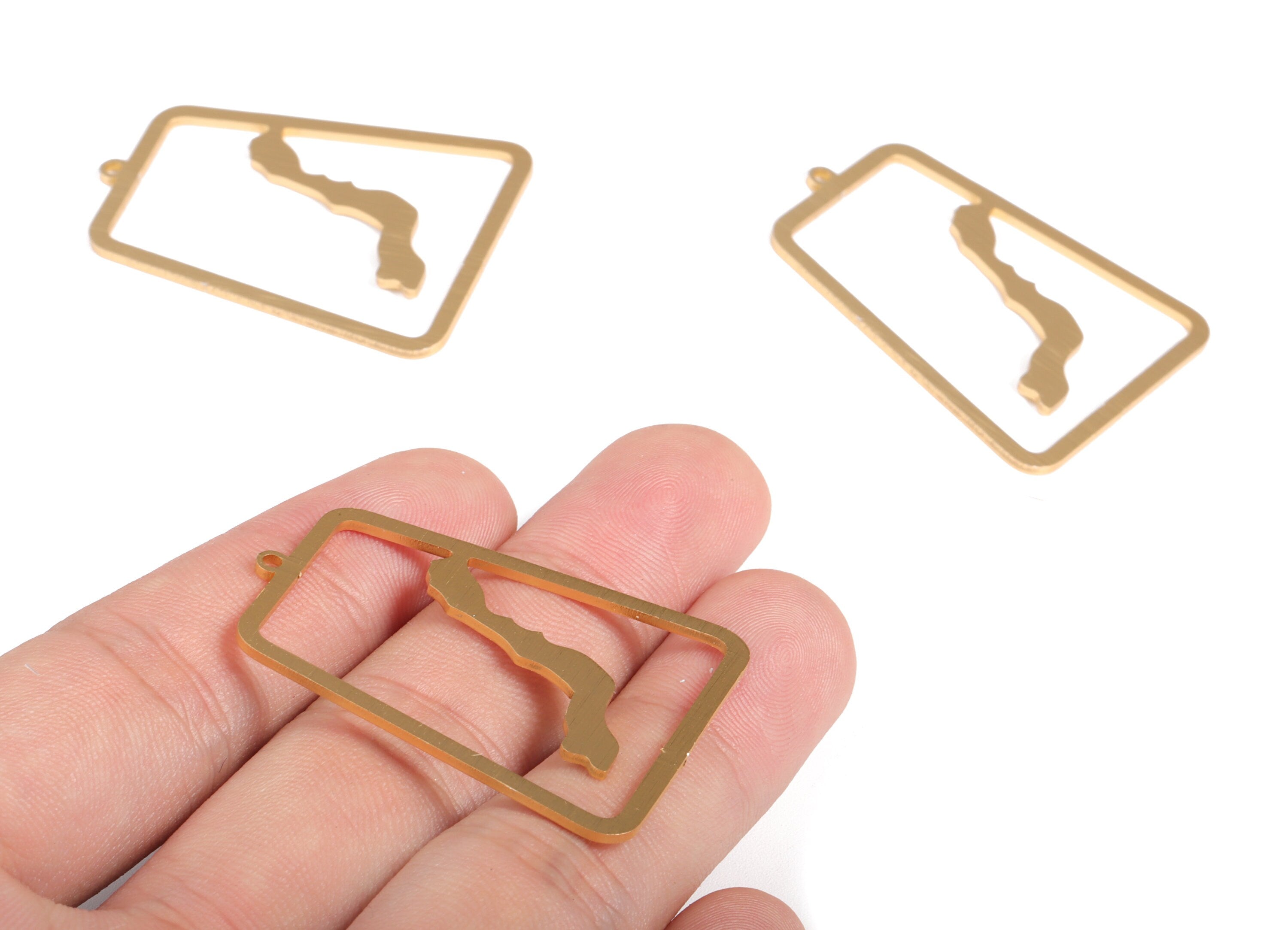 Aluminum Rectangle Earring Charms - Aluminum Rectangle Pendant - Anodized Aluminium Charm - Gold Tone Plated - 41.24x31.22x1.1mm - AA1155C - DOMEDBAZAAR