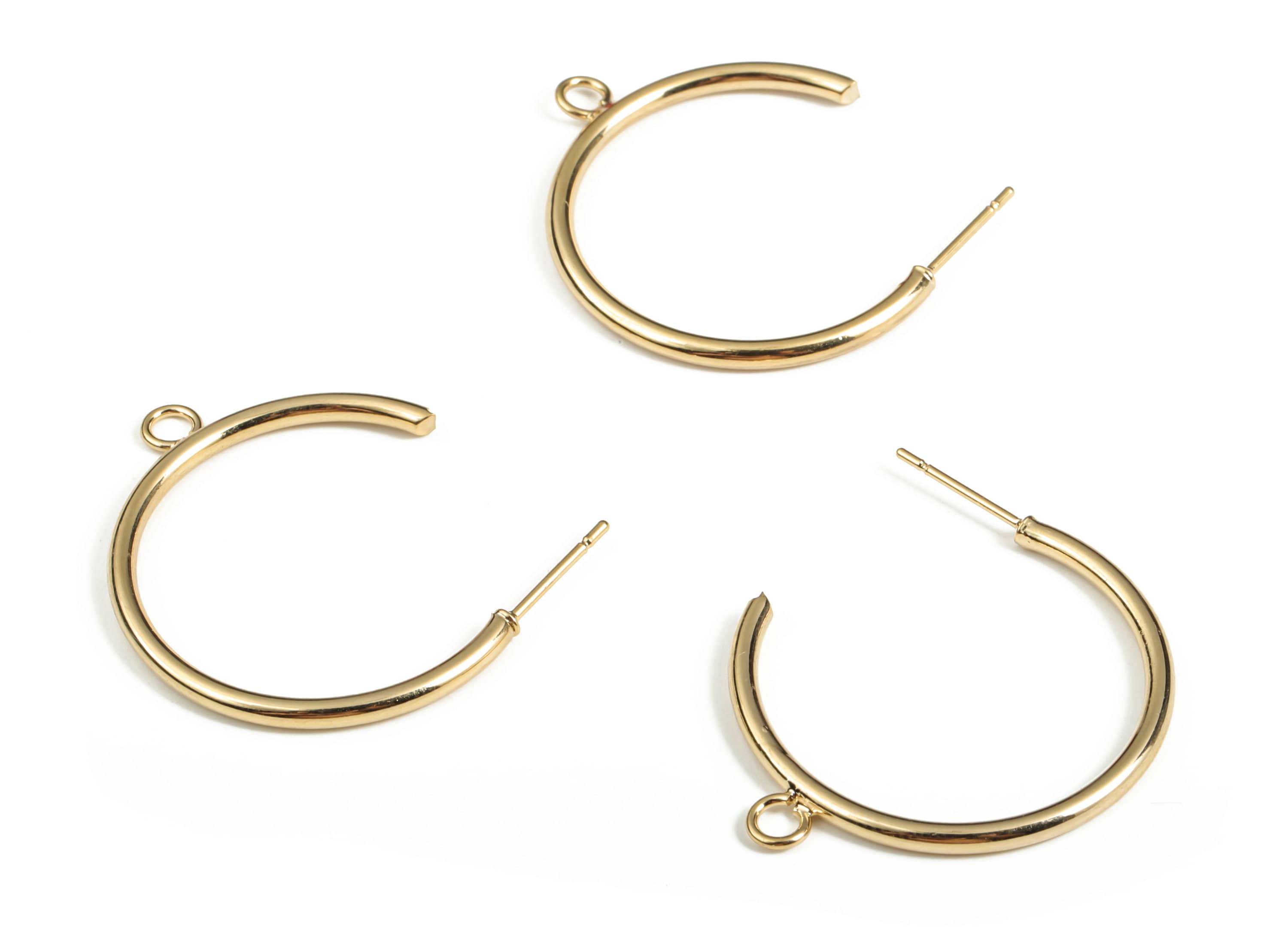 Stud Hoop – Post Hoop Studs with Loop – Basic Hoop with Stud Earrings – 18K Real Gold Plated Brass - 32.44×23.93×2.06mm - RGP3045 - DOMEDBAZAAR
