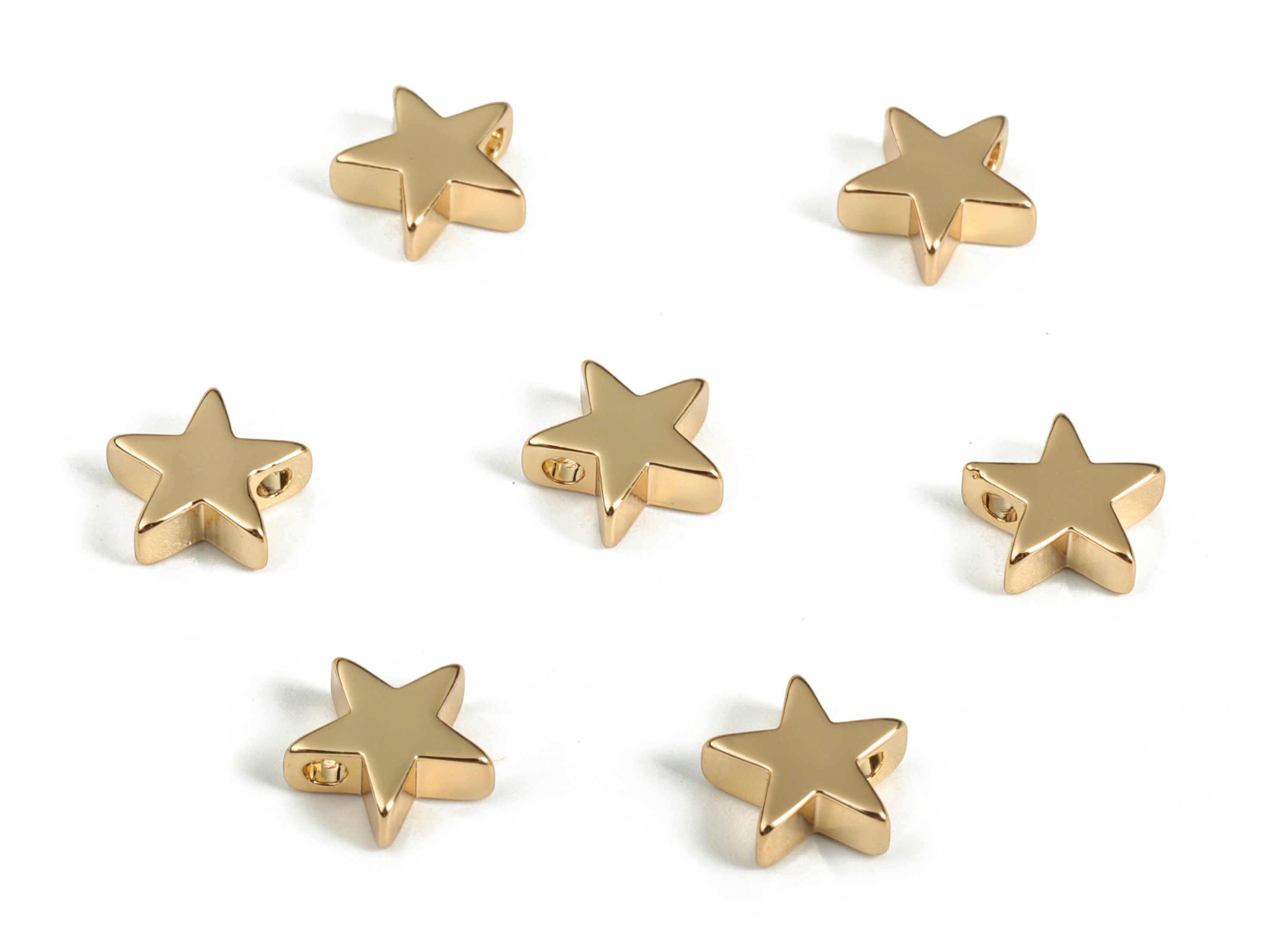 Gold Star Beads – Brass Star Spacer Beads – Star Charms - 18K Real Gold Plated Brass - Jewelry Making Supplies - 7.91x7.51x2.7mm - RGP3138 - DOMEDBAZAAR