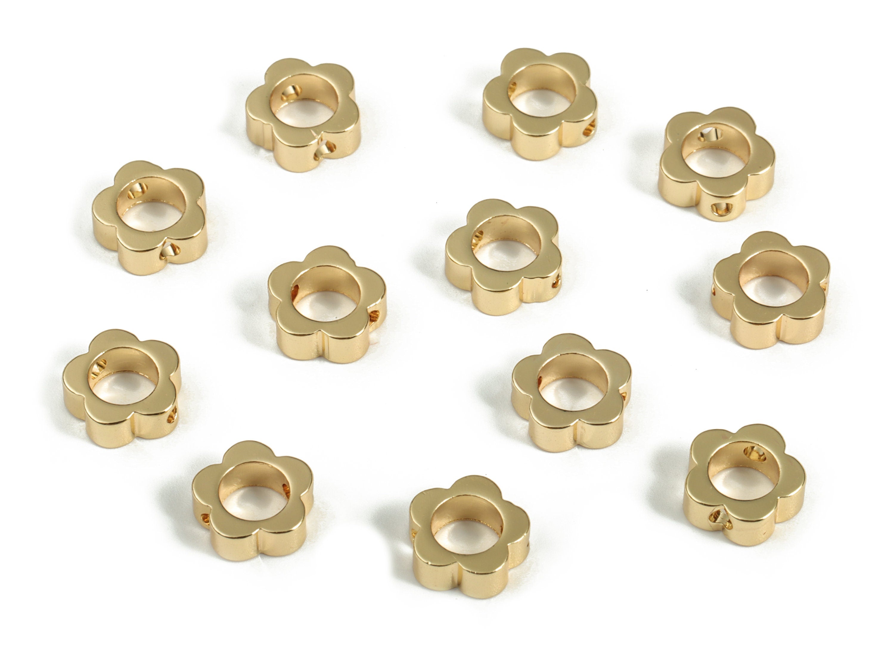 Brass Flower Earring Charms - Gold Flower Pendant - 18K Real Gold Plated Brass - Jewelry Making Supplies - 7.63x7.5x2.75mm - RGP3151 - DOMEDBAZAAR
