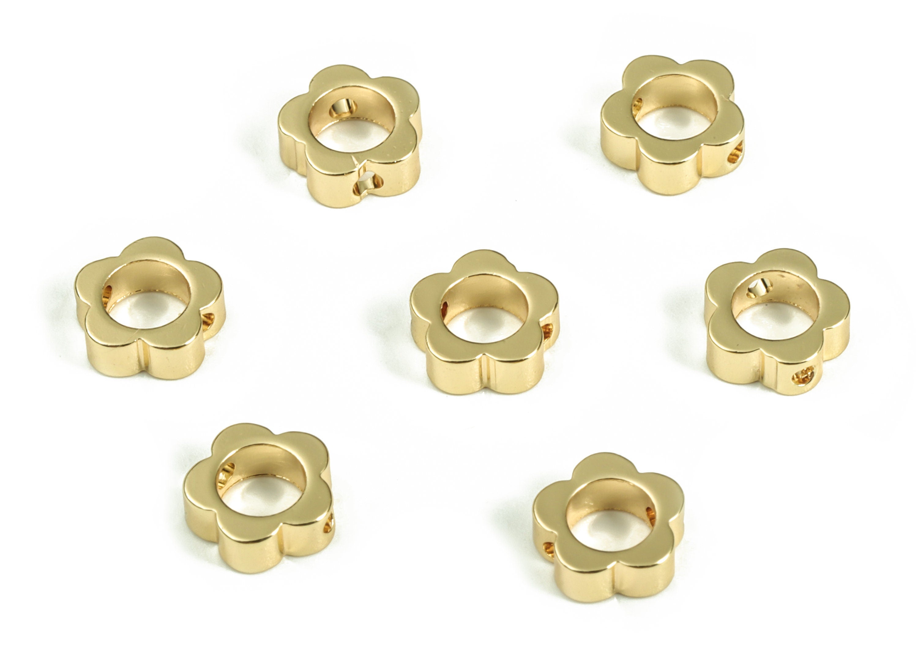 Brass Flower Earring Charms - Gold Flower Pendant - 18K Real Gold Plated Brass - Jewelry Making Supplies - 7.63x7.5x2.75mm - RGP3151 - DOMEDBAZAAR