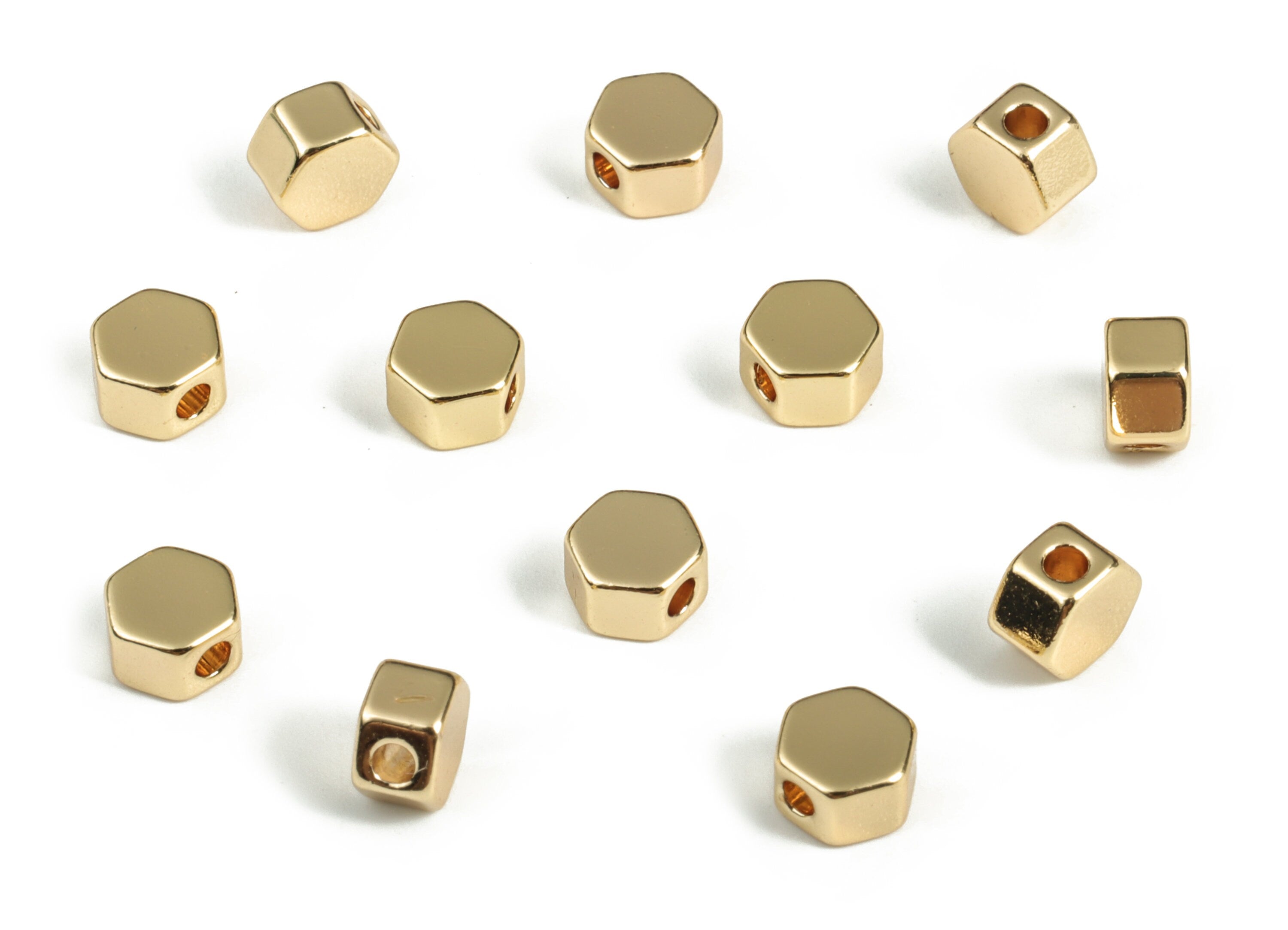 Brass Hexagon Spacer Charm - Gold Tiny Hexagon Pendant - 18K Real Gold Plated Brass - Jewelry Making Supplies - 5.54x5.08x3.23mm - RGP3145 - DOMEDBAZAAR