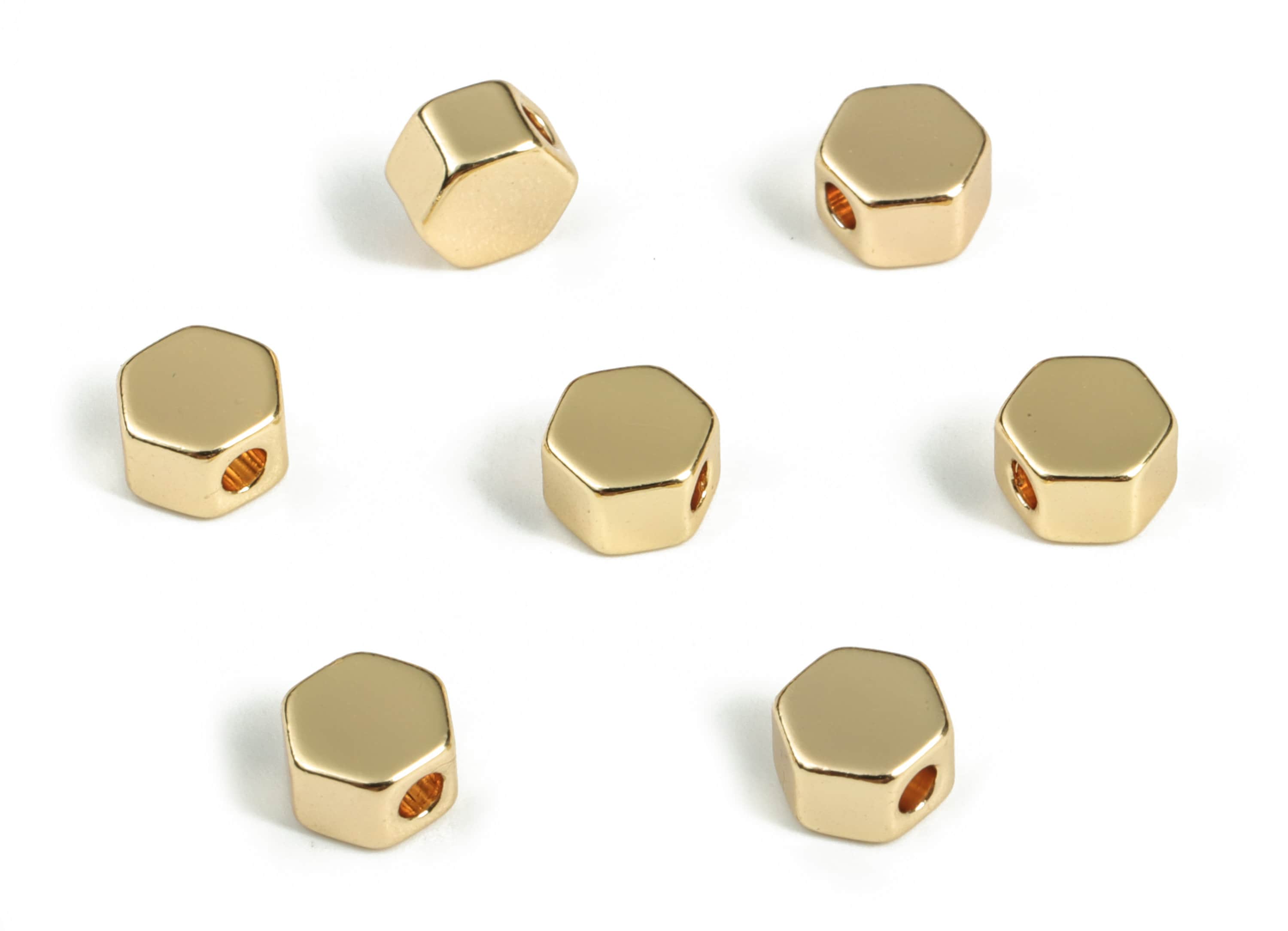 Brass Hexagon Spacer Charm - Gold Tiny Hexagon Pendant - 18K Real Gold Plated Brass - Jewelry Making Supplies - 5.54x5.08x3.23mm - RGP3145 - DOMEDBAZAAR