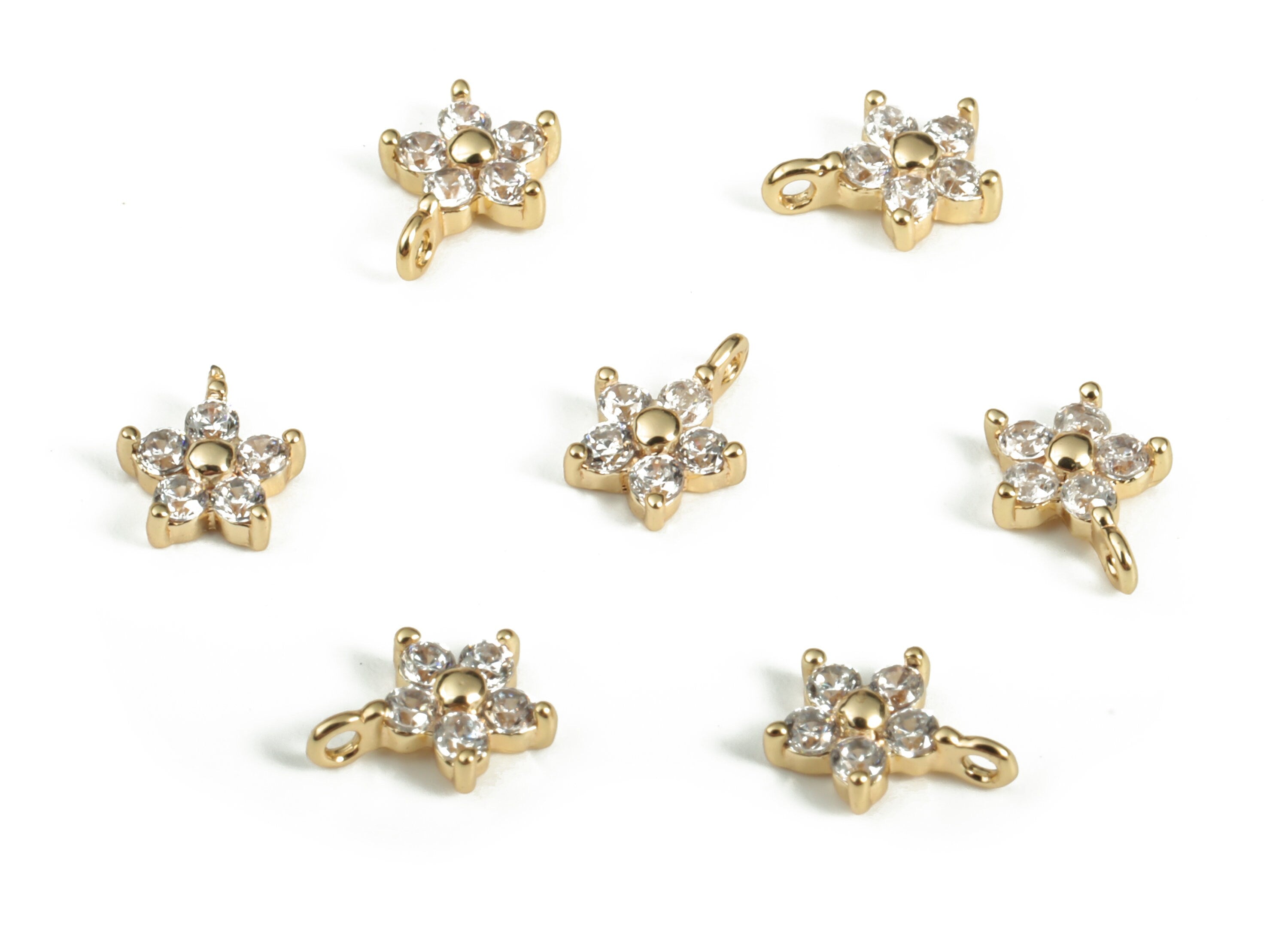 Polished Gold Plated Tiny Flower Charm - Flower Charm - Jewelry Making Supplies - 18K Real Gold Plated Brass - 6.66x5.24x1.76mm - RGP3060 - DOMEDBAZAAR