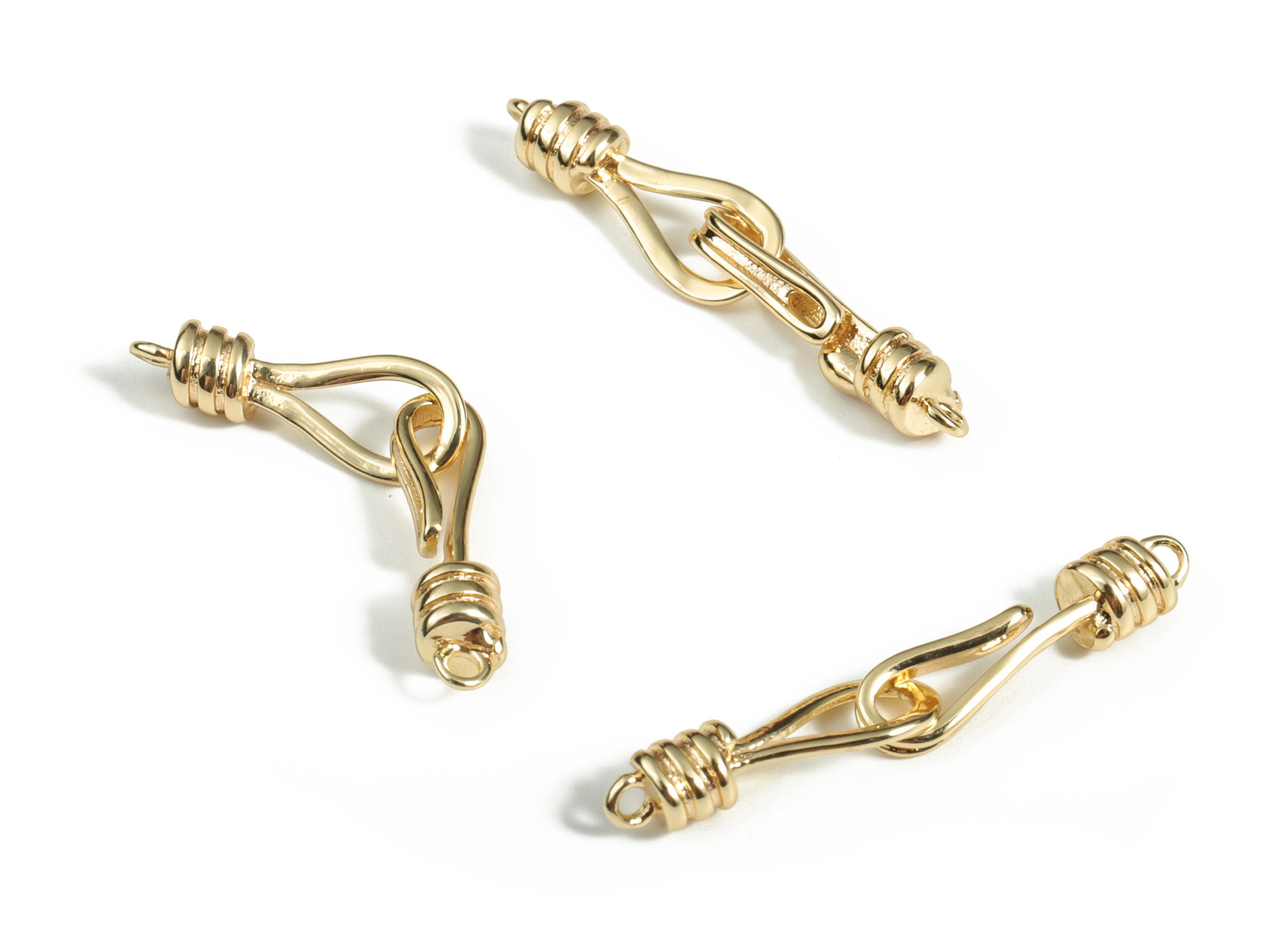 Sterling Gold Hook - 18K Real Gold Plated Brass - Thicken Hook Clasps - Eye Connector - Clasp Connector for Pendant - 31.26×6×4mm - RGP3053 - DOMEDBAZAAR