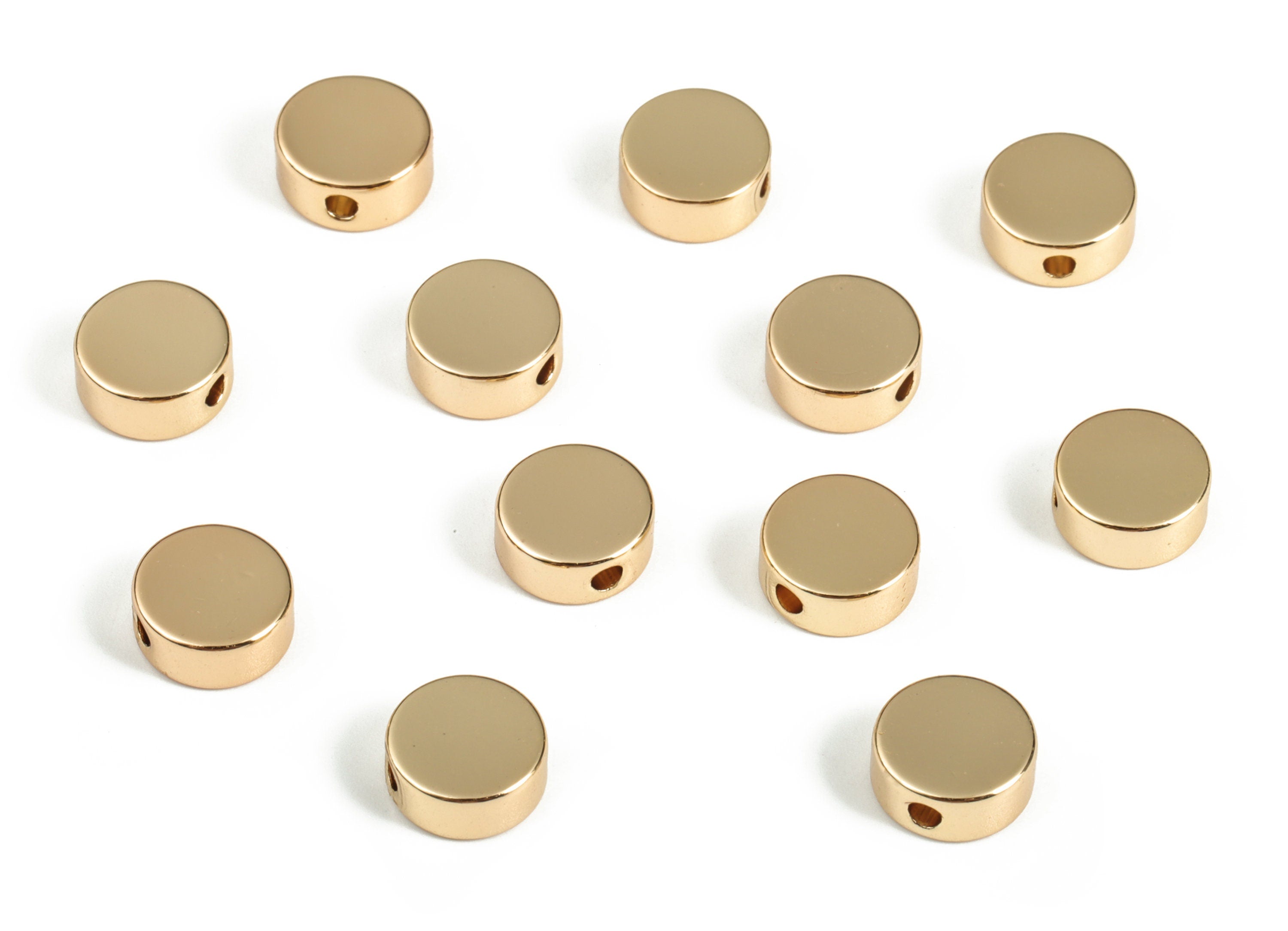 Flat Round Bead - Brass Round Spacer Charm - Gold Circle Pendant - 18K Real Gold Plated Brass - Jewelry Making Supplies - 8x8x3.4mm -RGP3150 - DOMEDBAZAAR