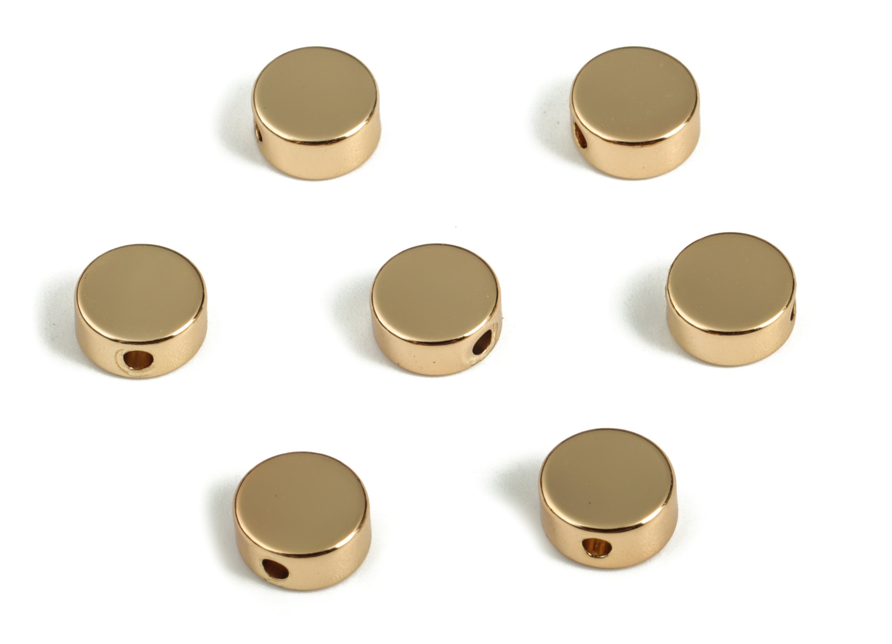 Shiny Flat Round Spacer Beads - Round Disc Bead - Circle Pendant - 18K Real Gold Plated Brass - Jewelry Supplies -6.07x5.97x2.82mm - RGP3153 - DOMEDBAZAAR