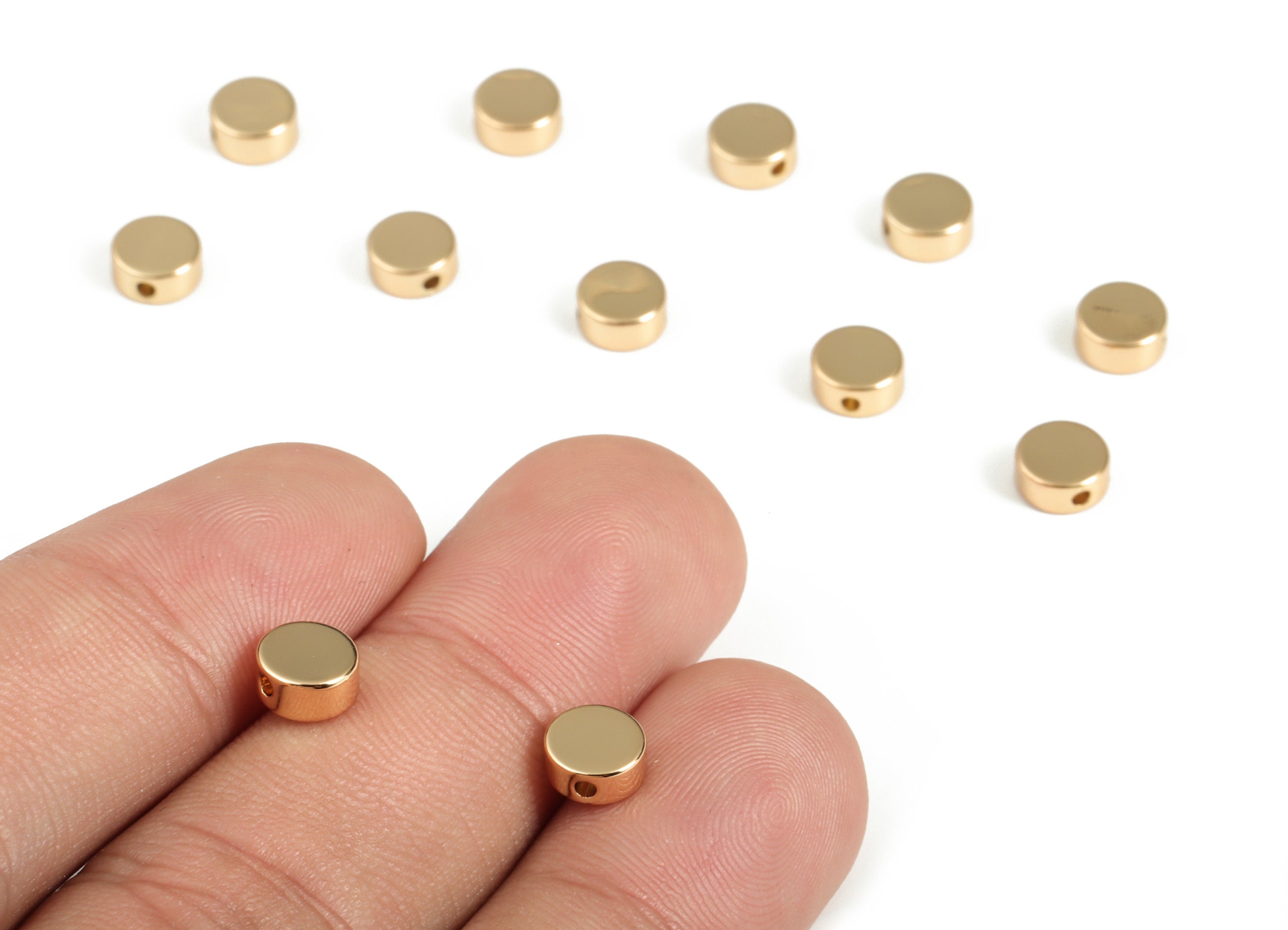 Shiny Flat Round Spacer Beads - Round Disc Bead - Circle Pendant - 18K Real Gold Plated Brass - Jewelry Supplies -6.07x5.97x2.82mm - RGP3153 - DOMEDBAZAAR