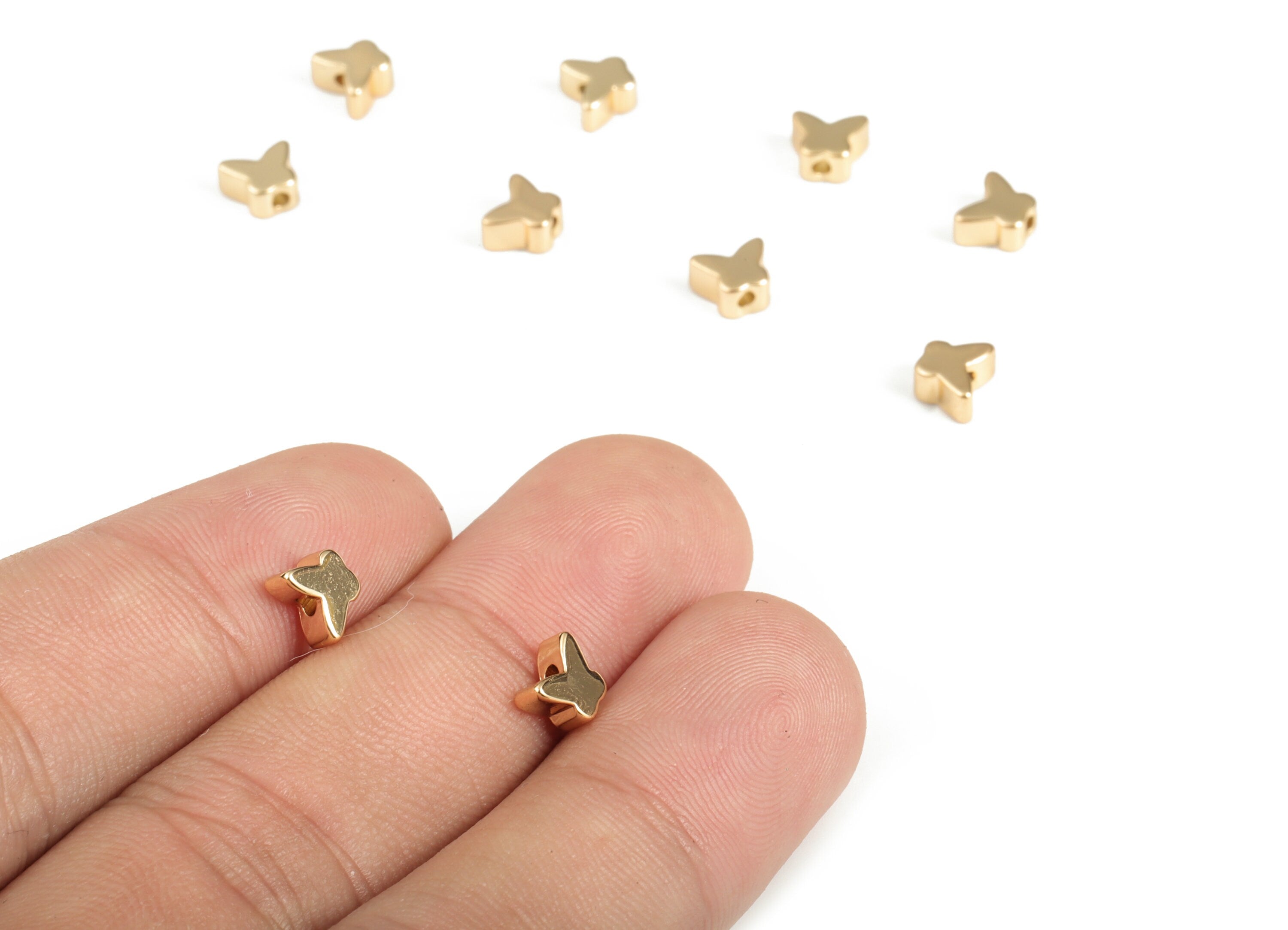 Brass Butterfly Spacer Bead - Butterfly Charm - Butterfly Pendant - 18K Real Gold Plated Brass - Jewelry Supplies -5.87x4.88x3.08mm- RGP3155 - DOMEDBAZAAR
