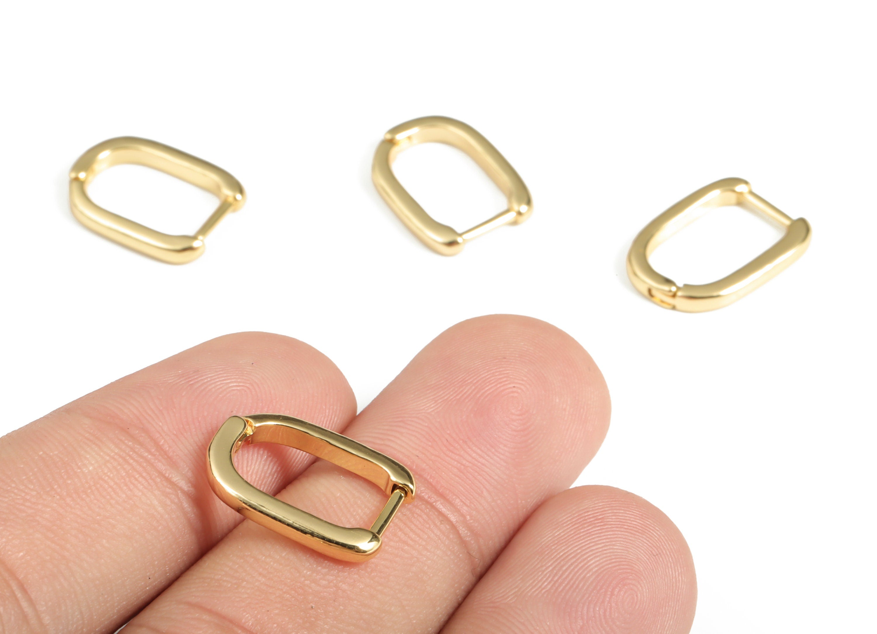 U Hoop Earrings – Brass Huggie Earring – Small Hoop Earring - 18K Real Gold Plated Brass – Jewelry Supplies - 15.95×11.63×2.06mm - RGP3040 - DOMEDBAZAAR
